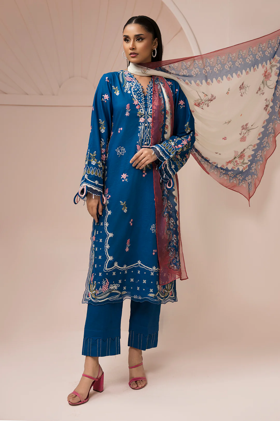 Embroidered Shirt Shalwar Dupatta - 0455 - Image 5