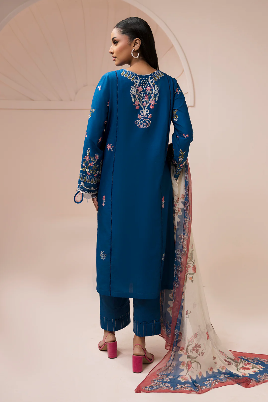 Embroidered Shirt Shalwar Dupatta - 0455 - Image 8