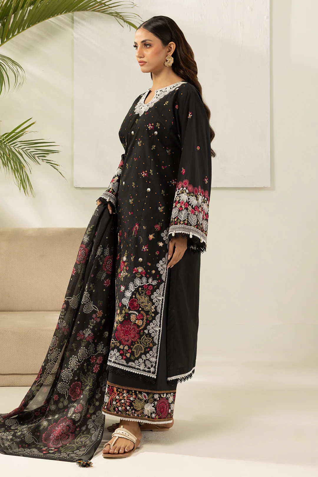 Embroidered Shirt Shalwar Dupatta - 0456 - Image 5