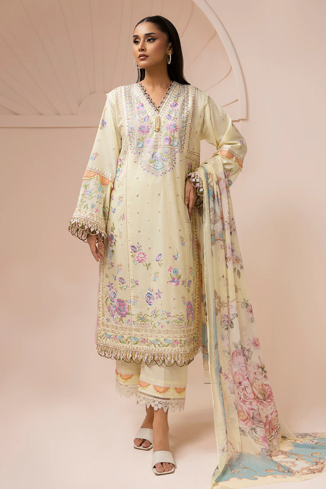 Embroidered Shirt Shalwar Dupatta - 0457 - Image 2