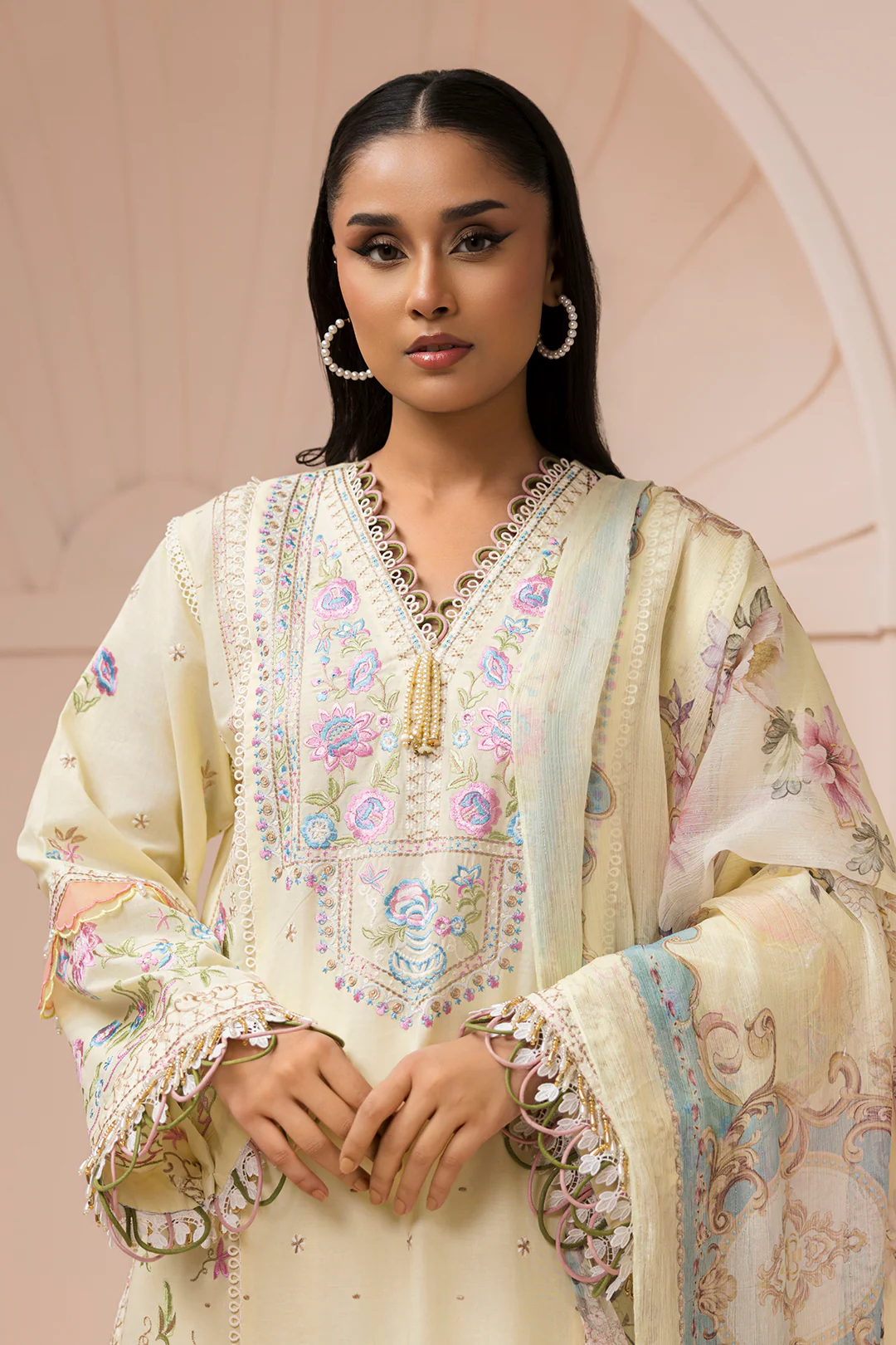 Embroidered Shirt Shalwar Dupatta - 0457 - Image 4