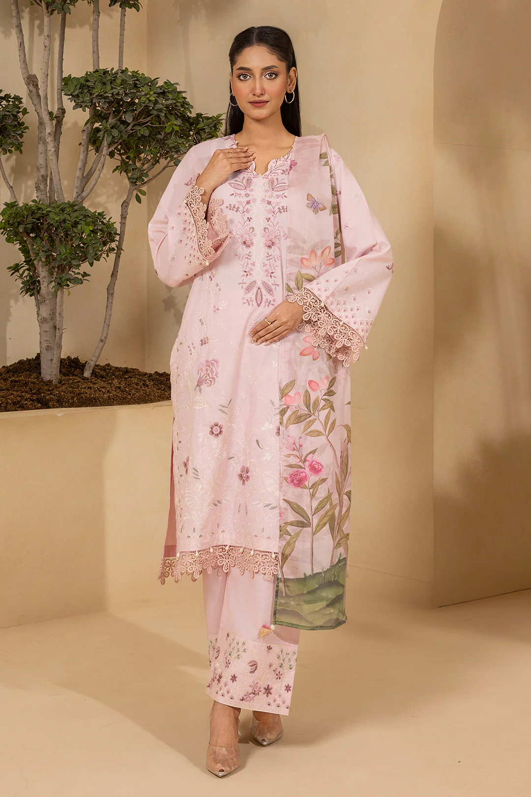 Embroidered Shirt Shalwar Dupatta - 0458