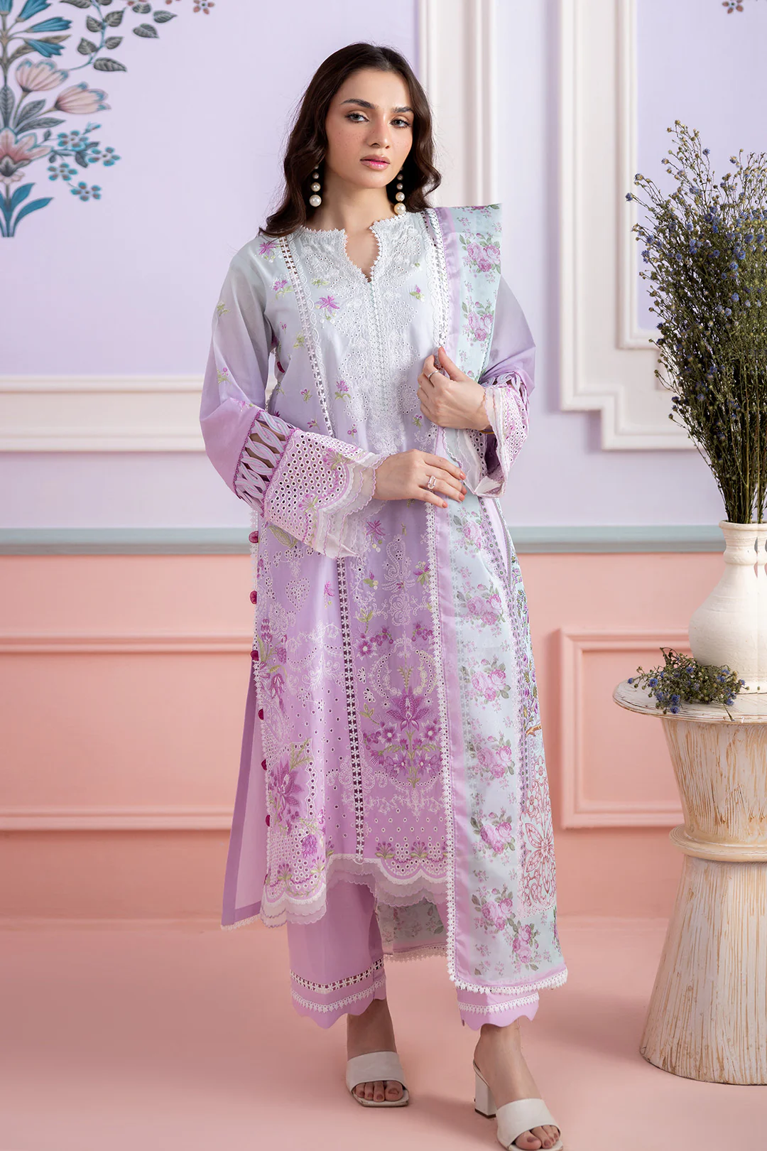 Embroidered Shirt Shalwar Dupatta - 0459 - Image 10