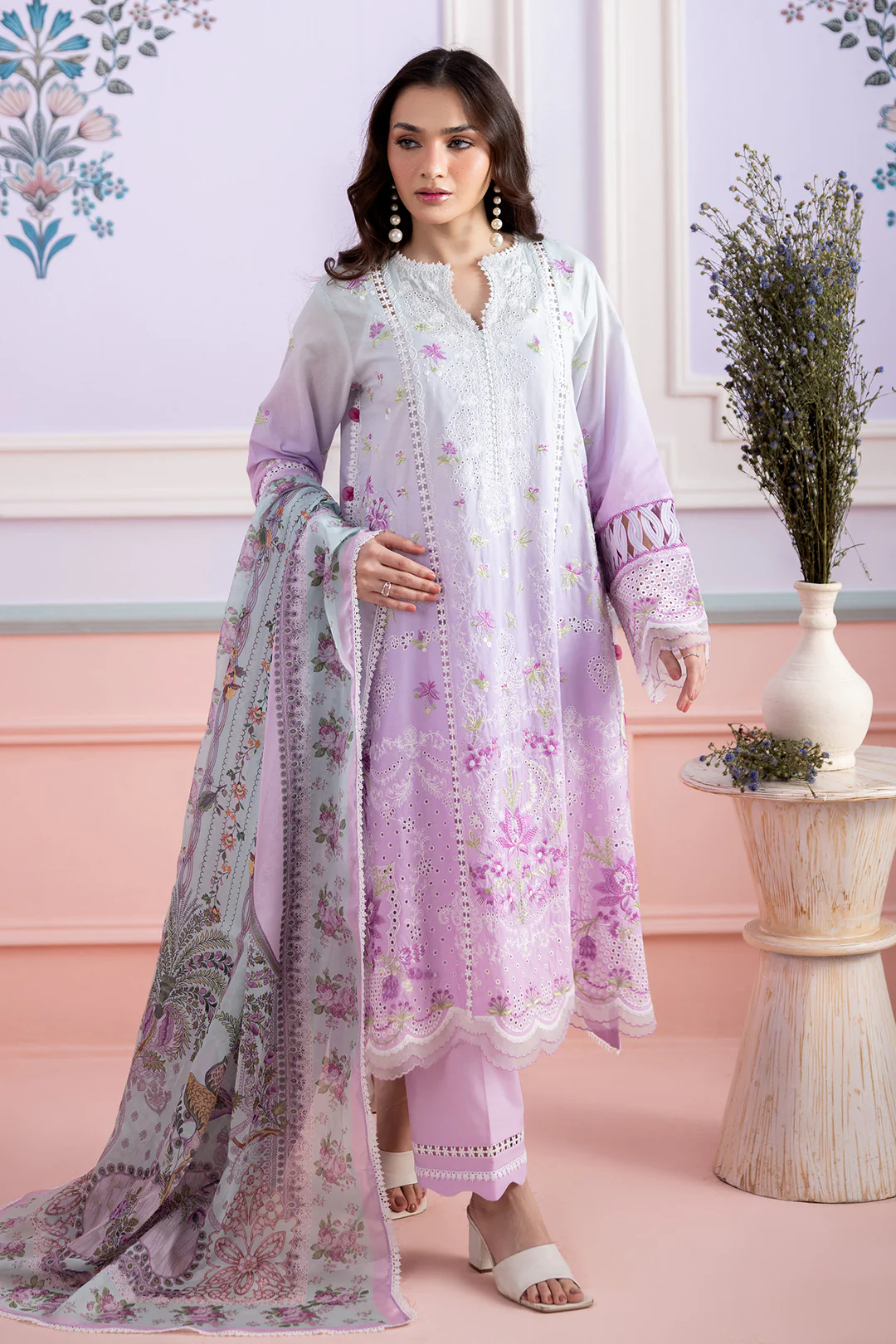 Embroidered Shirt Shalwar Dupatta - 0459 - Image 4