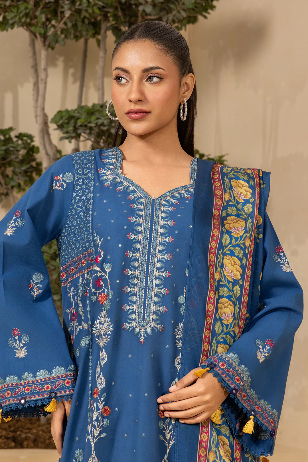 Embroidered Shirt Shalwar Dupatta - 0460 - Image 4