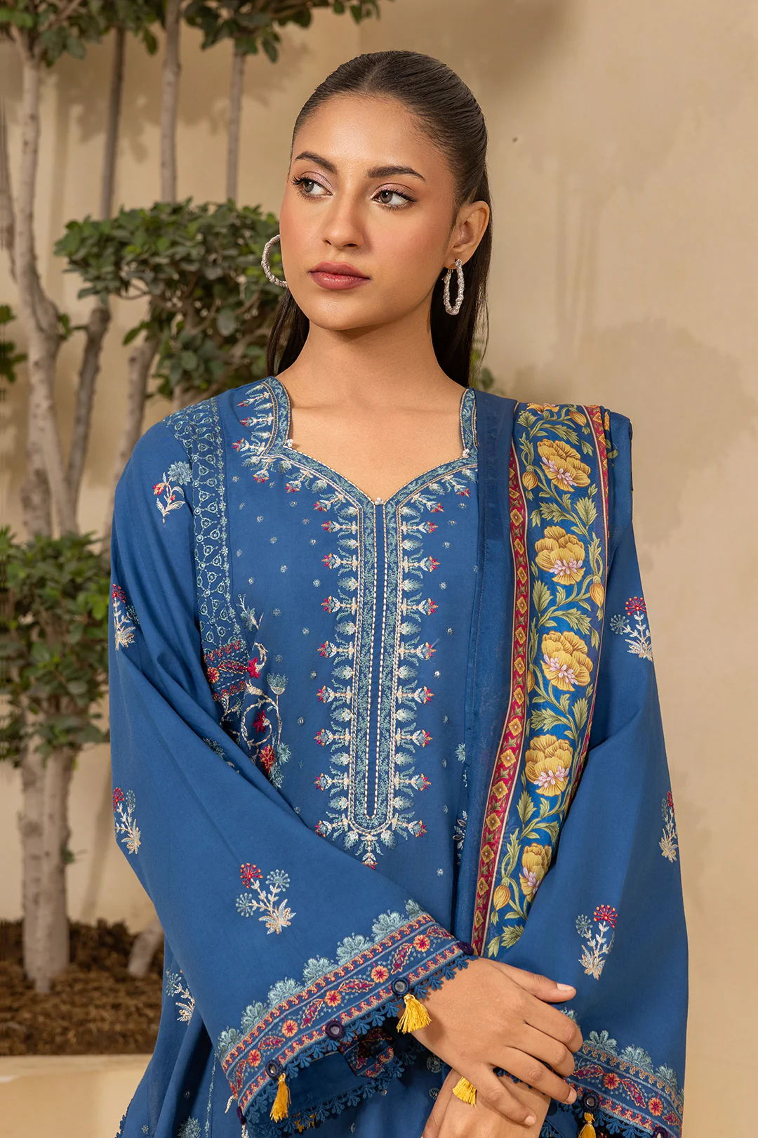 Embroidered Shirt Shalwar Dupatta - 0460 - Image 6