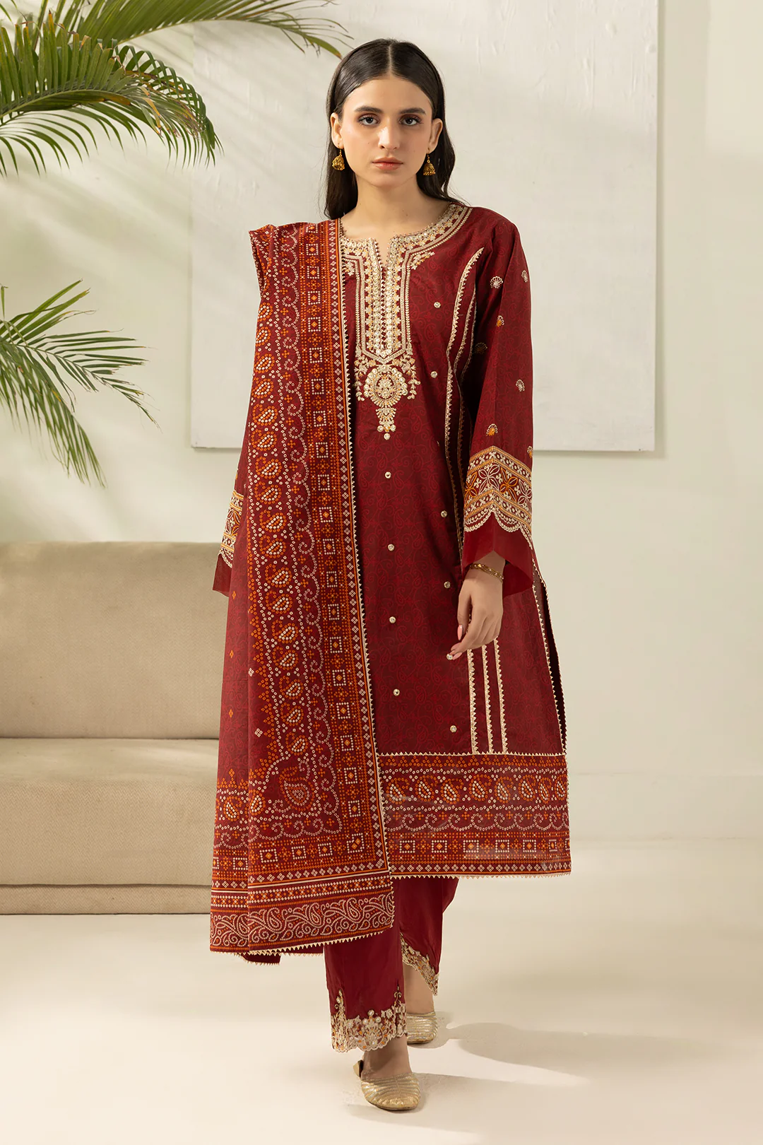 Embroidered Shirt Shalwar Dupatta - 0501 - Image 3