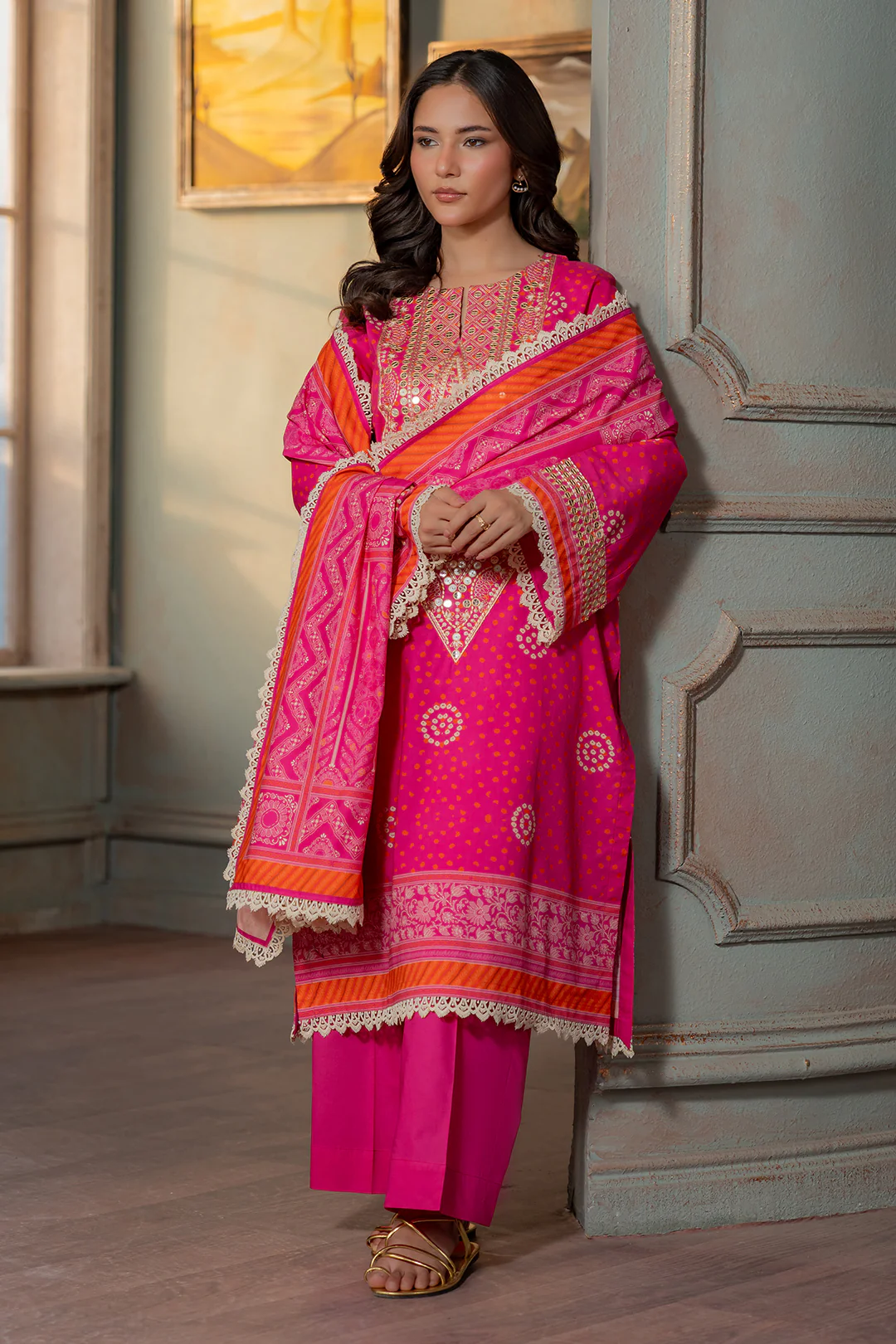 Embroidered Shirt Shalwar Dupatta - 0502 - Image 3