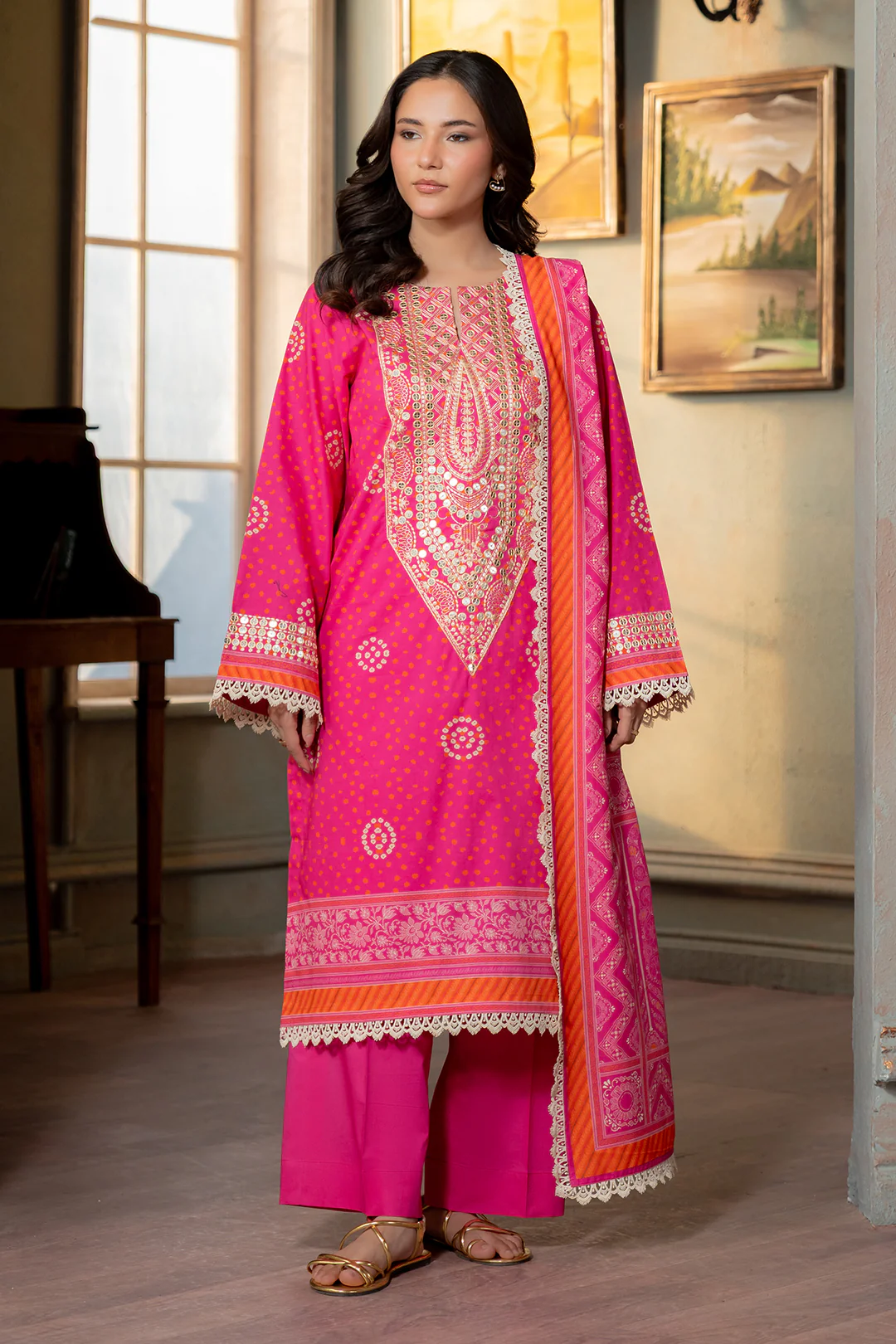 Embroidered Shirt Shalwar Dupatta - 0502 - Image 4