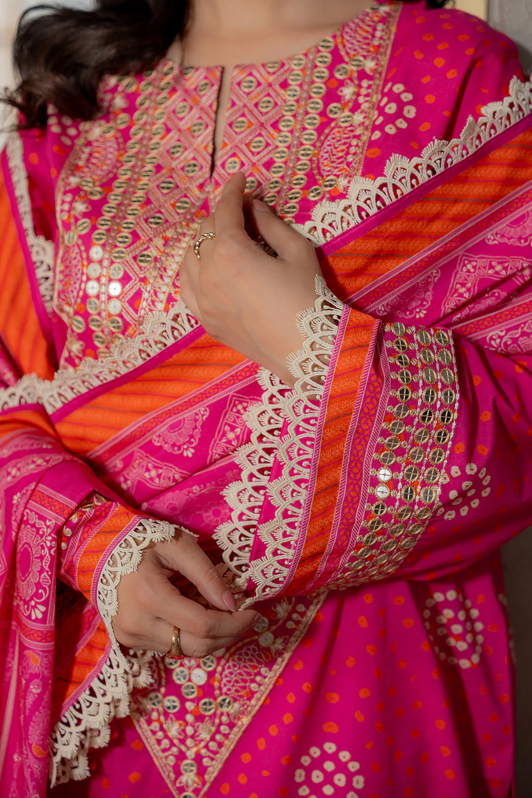 Embroidered Shirt Shalwar Dupatta - 0502 - Image 6