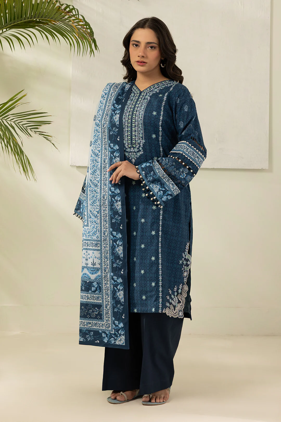 Embroidered Shirt Shalwar Dupatta - 0503 - Image 6