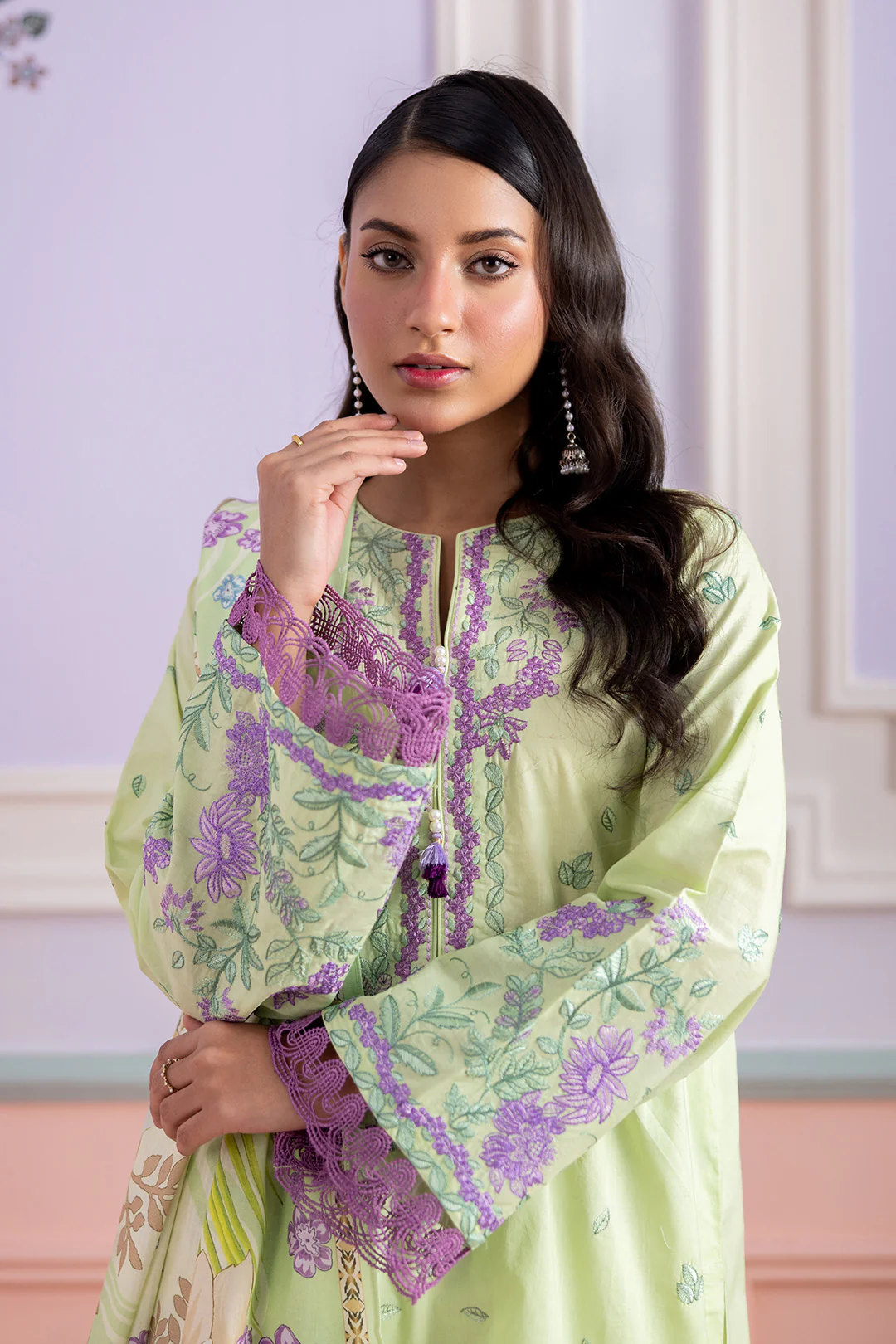 Embroidered Shirt Shalwar Dupatta - 0506 - Image 3