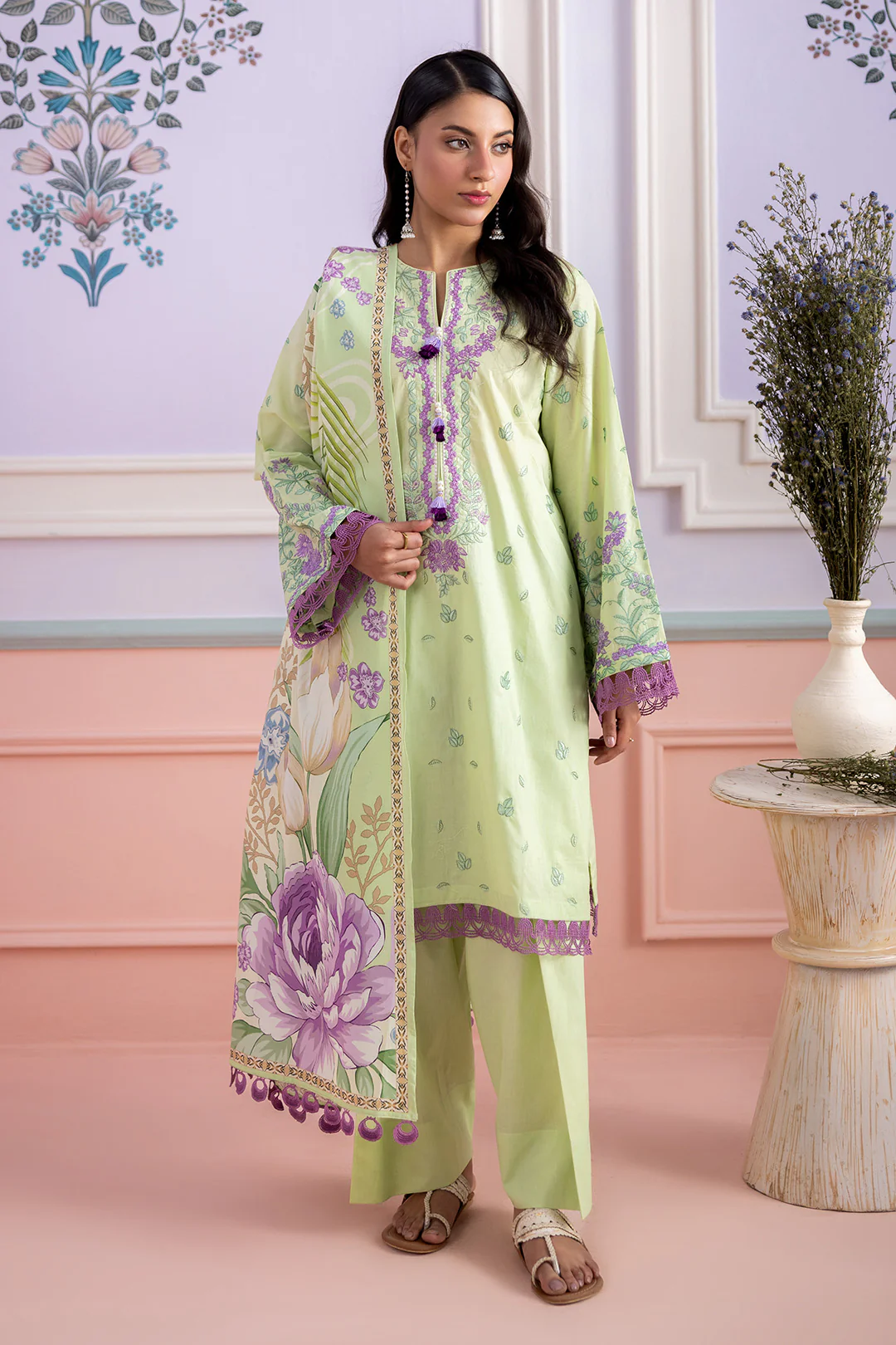 Embroidered Shirt Shalwar Dupatta - 0506 - Image 4