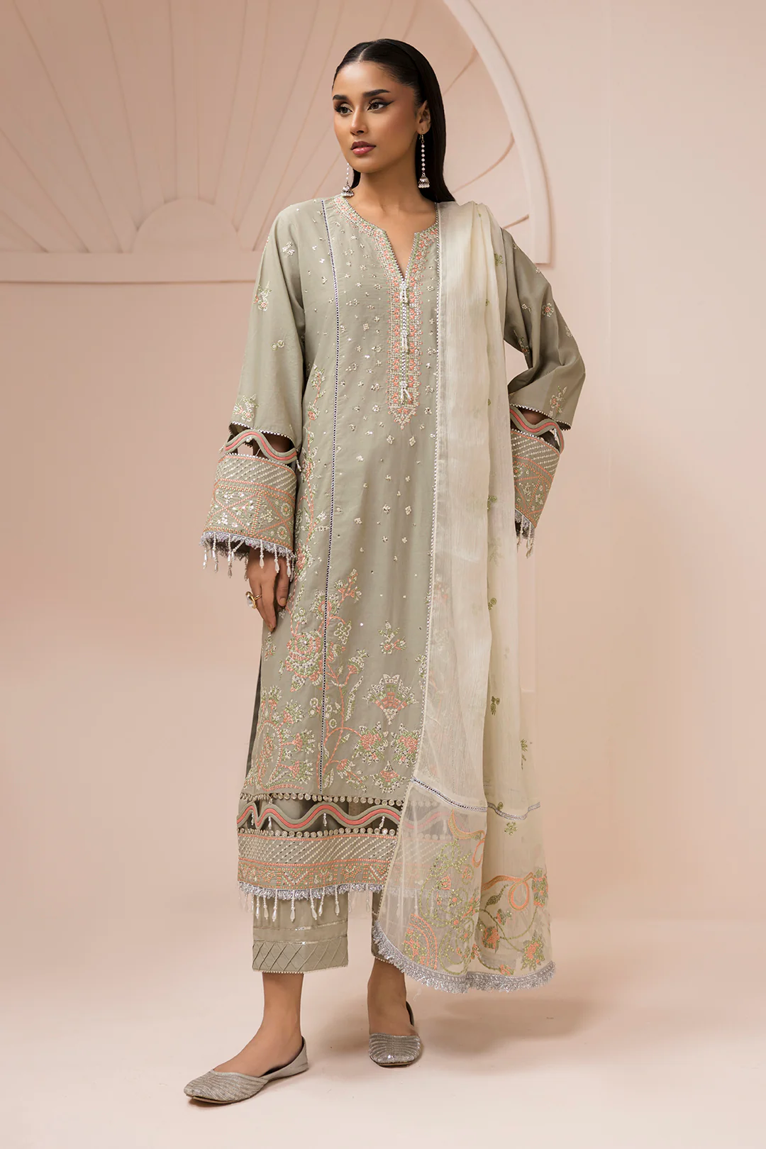 Embroidered Shirt Shalwar Dupatta - 0509 - Image 2