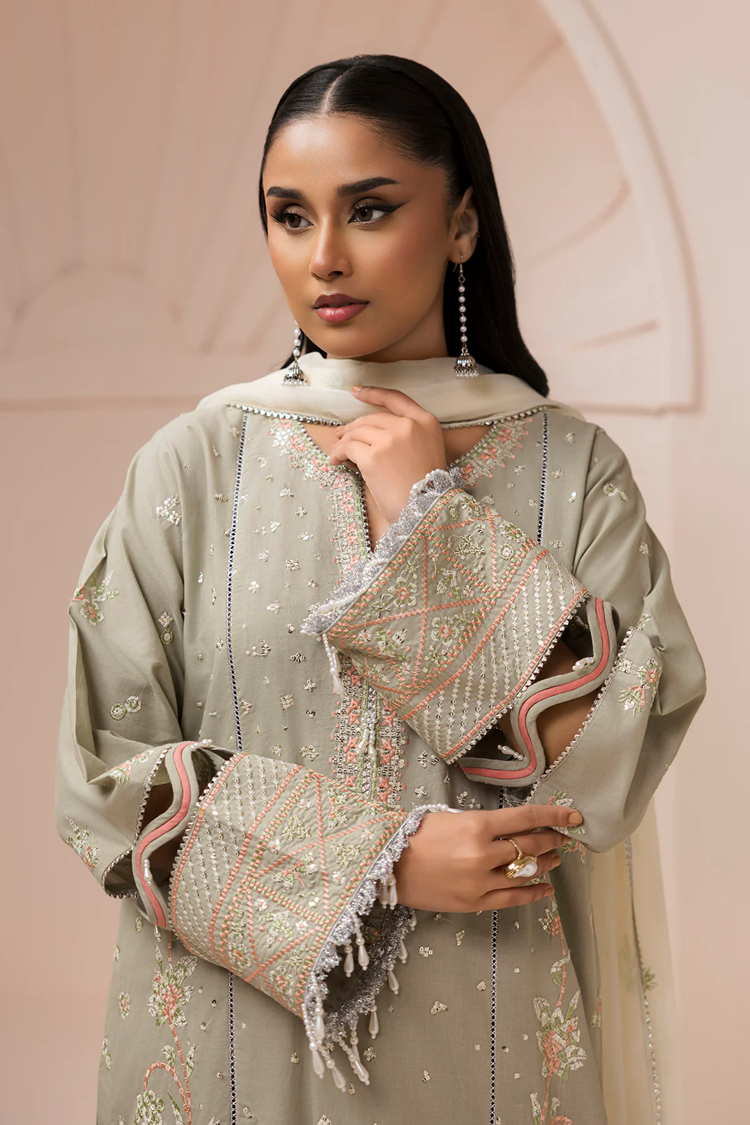 Embroidered Shirt Shalwar Dupatta - 0509 - Image 3