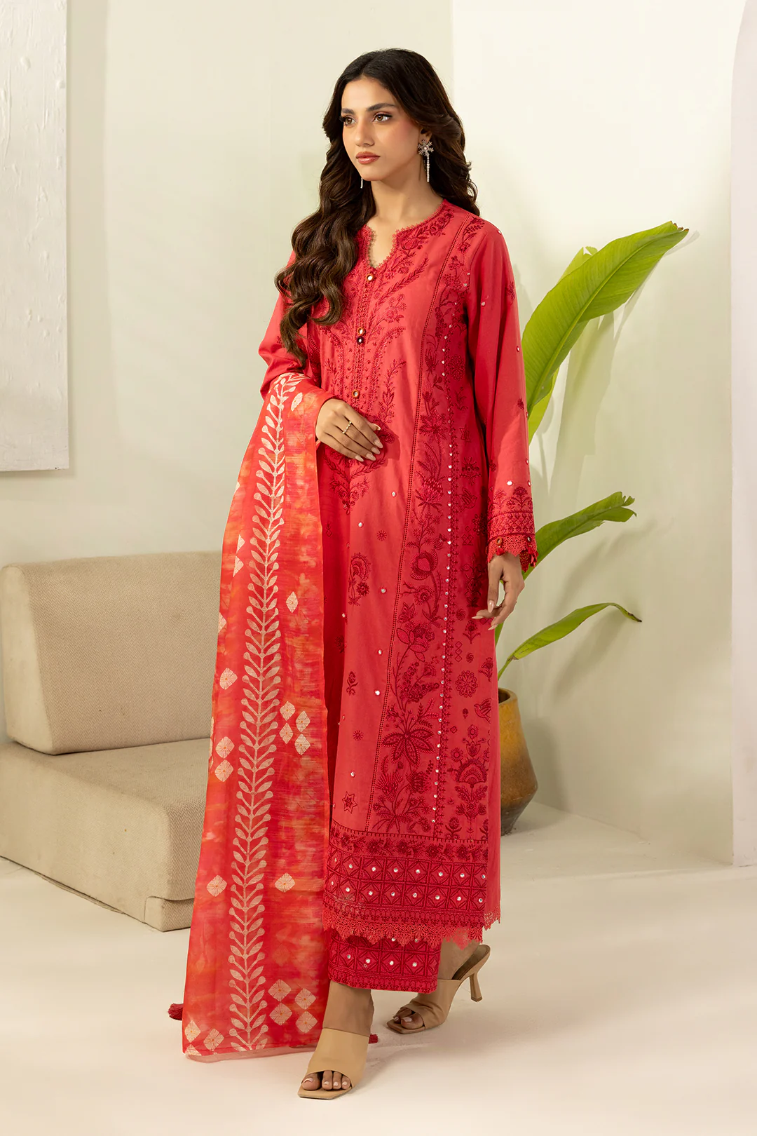 Embroidered Shirt Shalwar Dupatta - 0510 - Image 10
