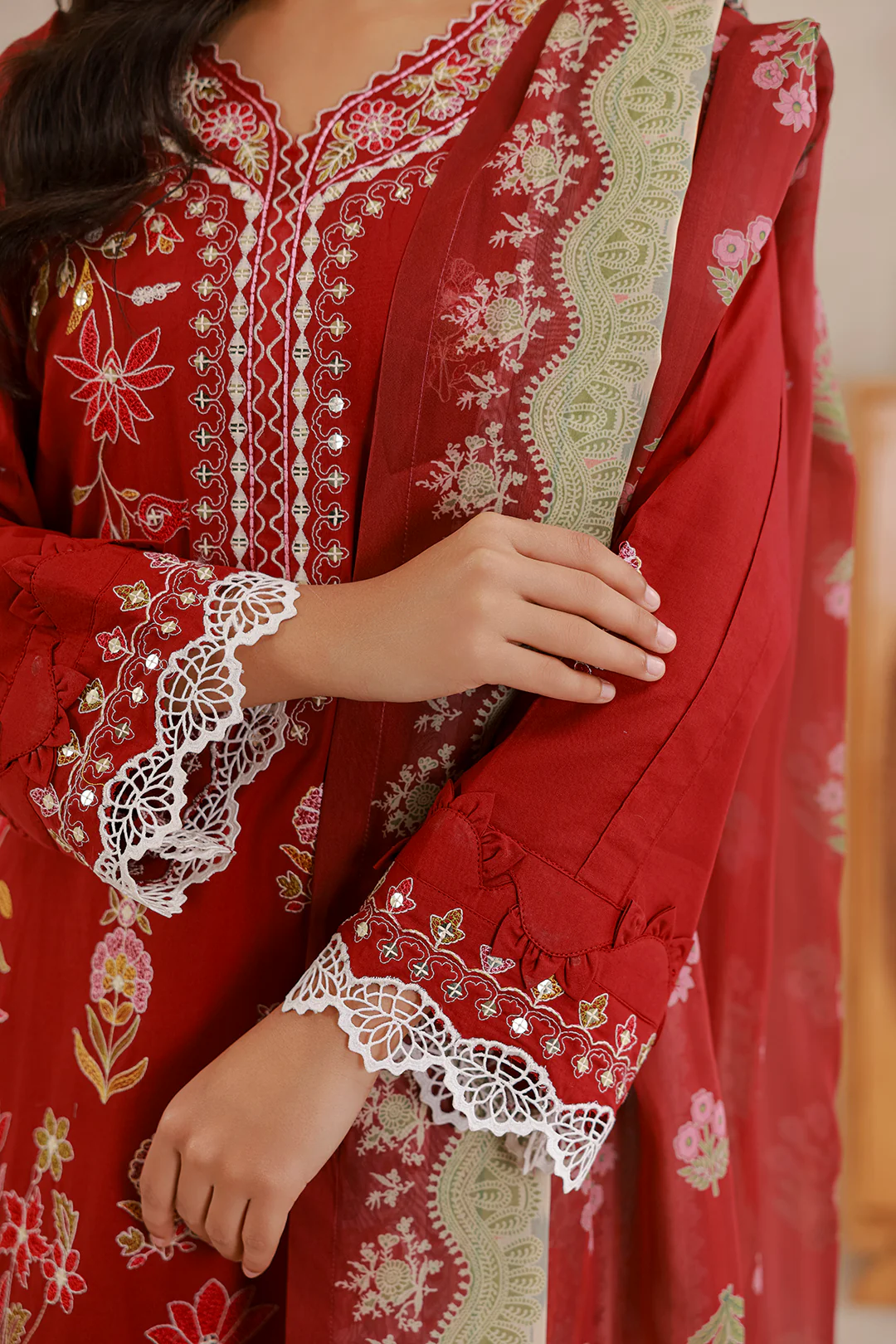 Embroidered Shirt Shalwar Dupatta - 0511 - Image 4