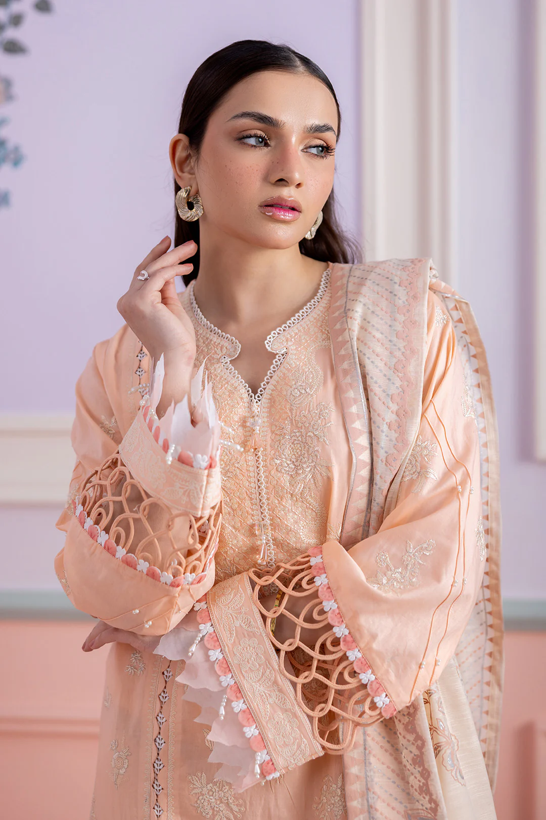 Embroidered Shirt Shalwar Dupatta - 0513 - Image 3