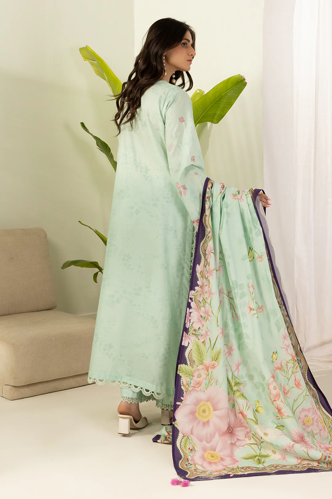 Embroidered Shirt Shalwar Dupatta - 0514 - Image 5