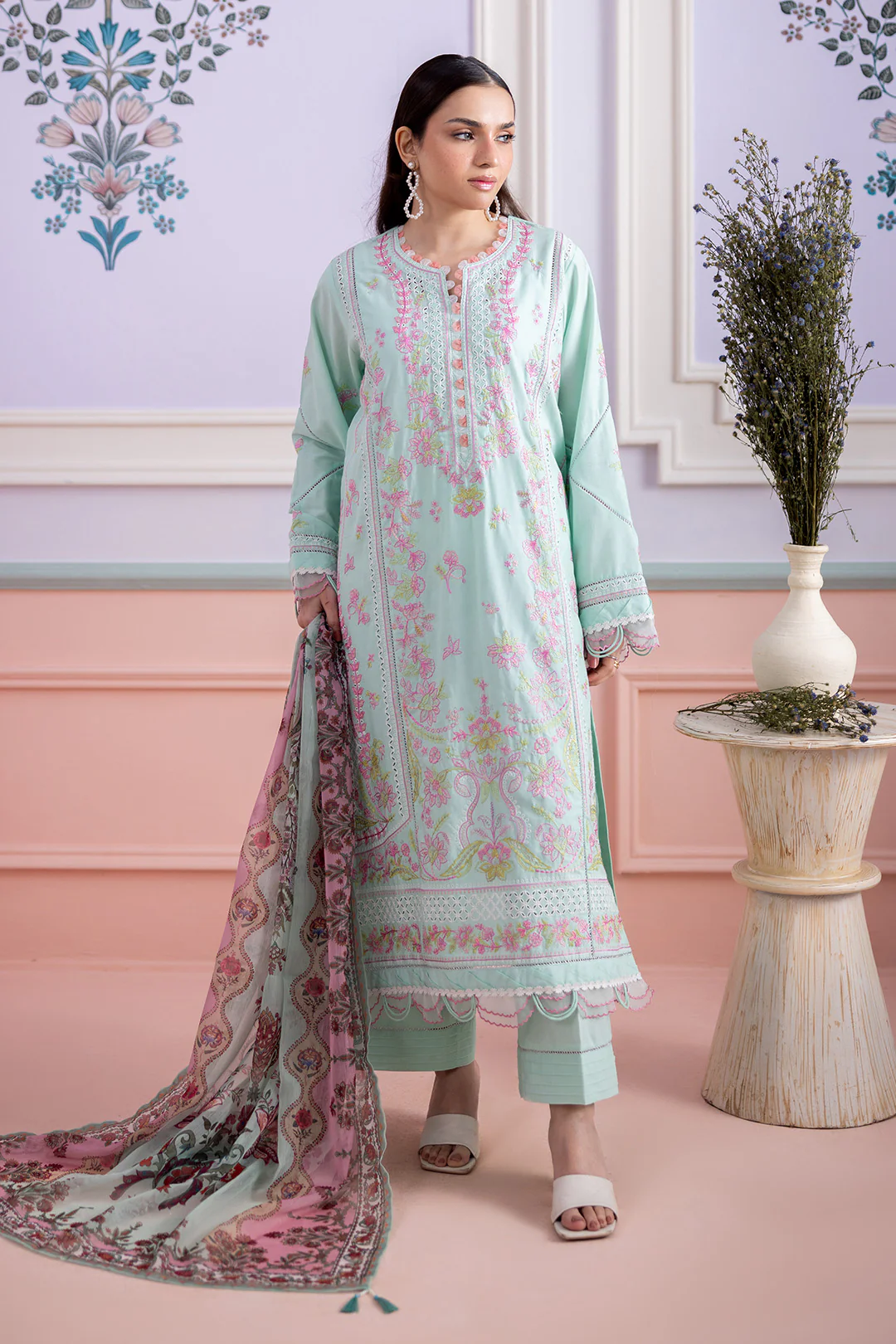 Embroidered Shirt Shalwar Dupatta - 0515 - Image 3