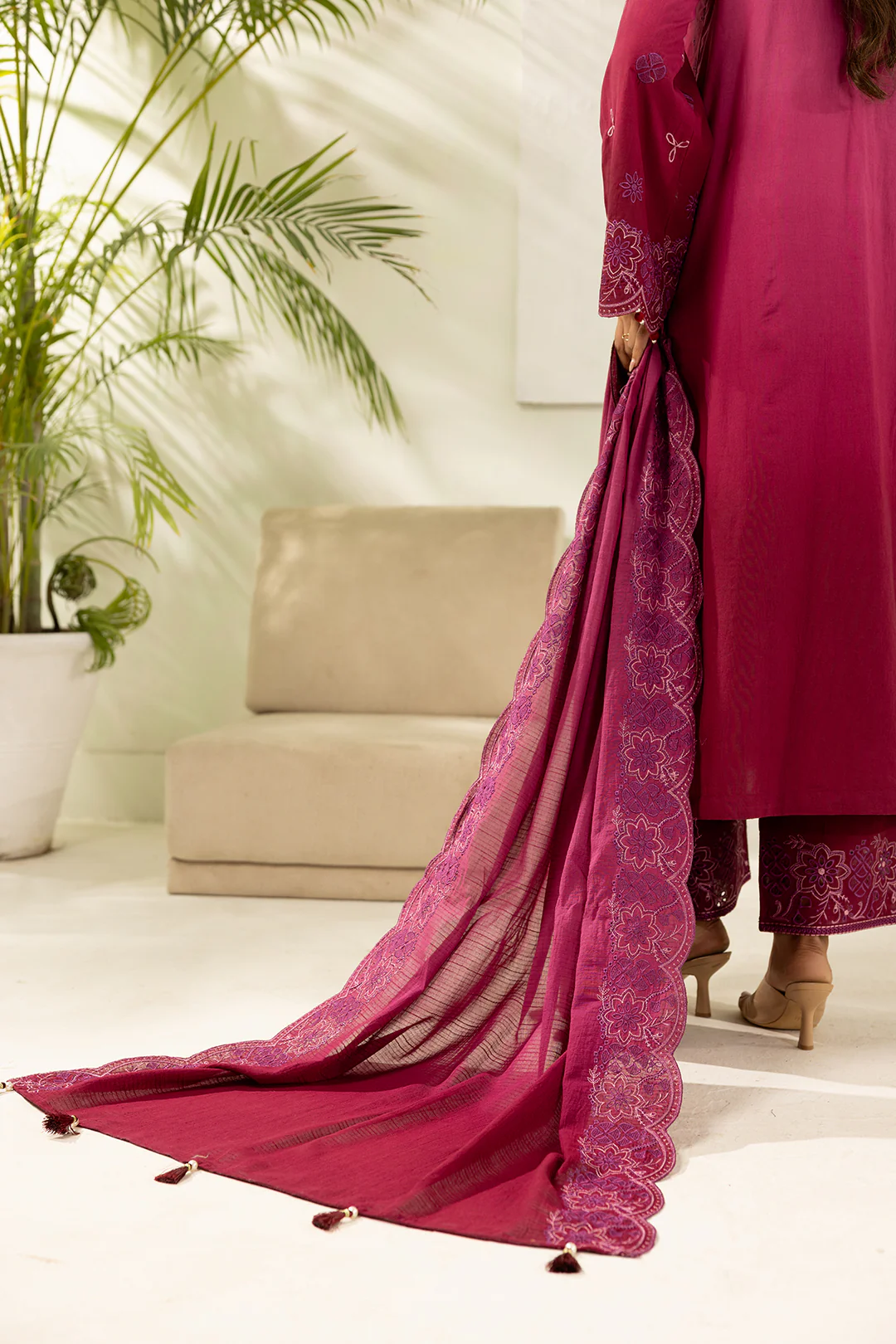 Embroidered Shirt Shalwar Dupatta - 0520 - Image 8