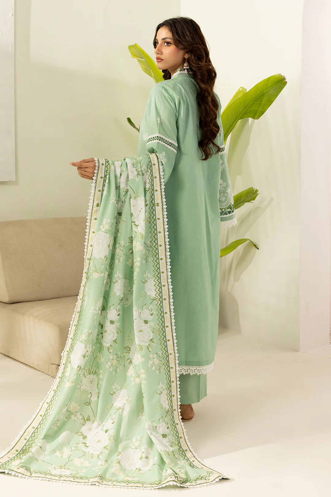 Embroidered Shirt Shalwar Dupatta - 0568 - Image 9