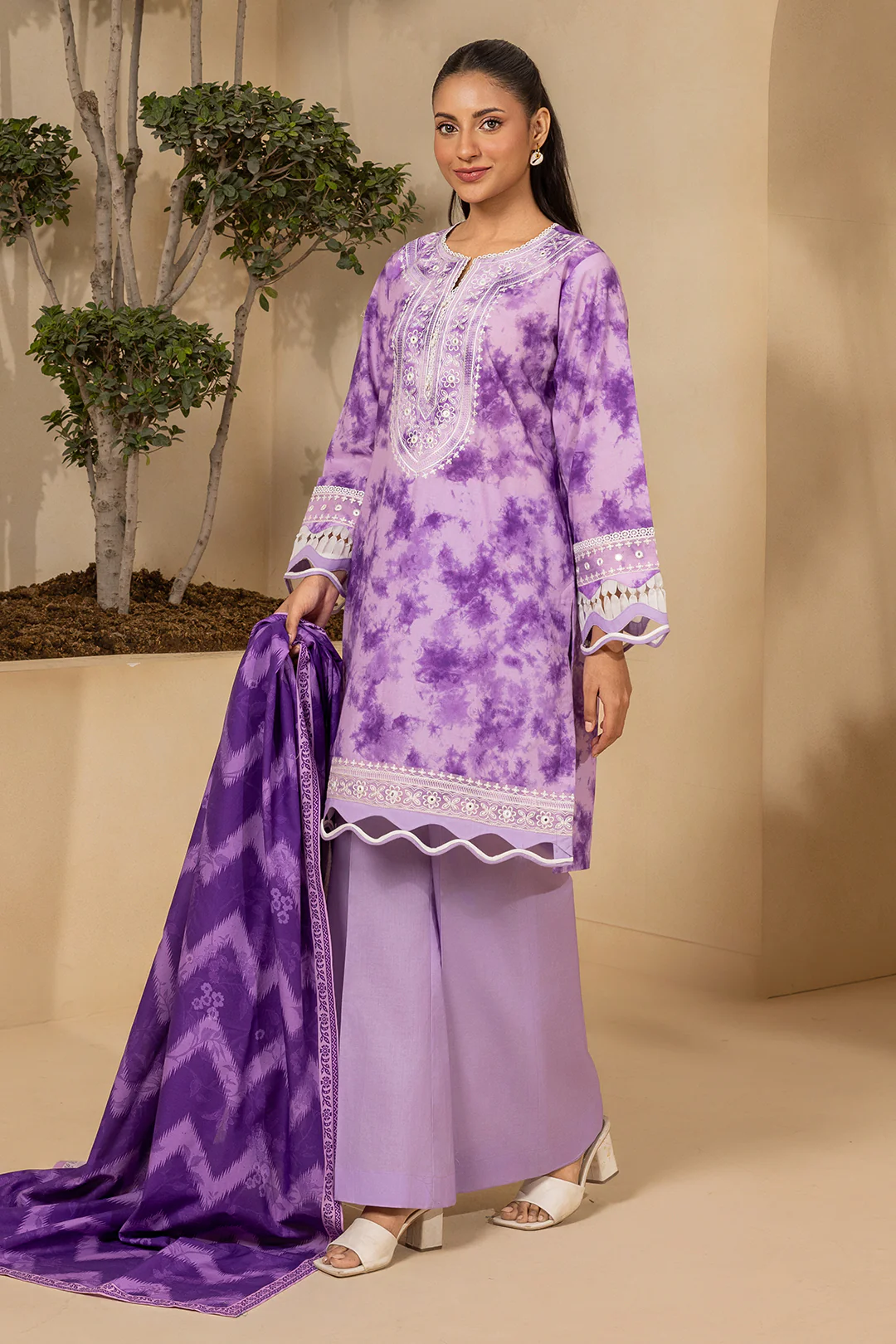 Embroidered Shirt Shalwar Dupatta - 0571 - Image 8
