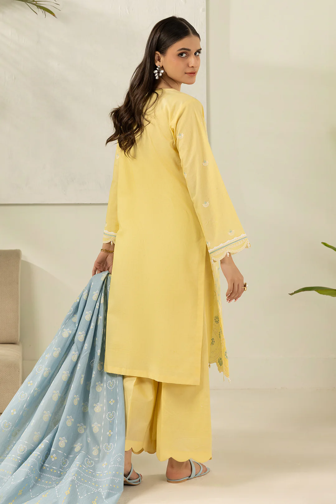 Embroidered Shirt Shalwar Dupatta - 0574 - Image 7