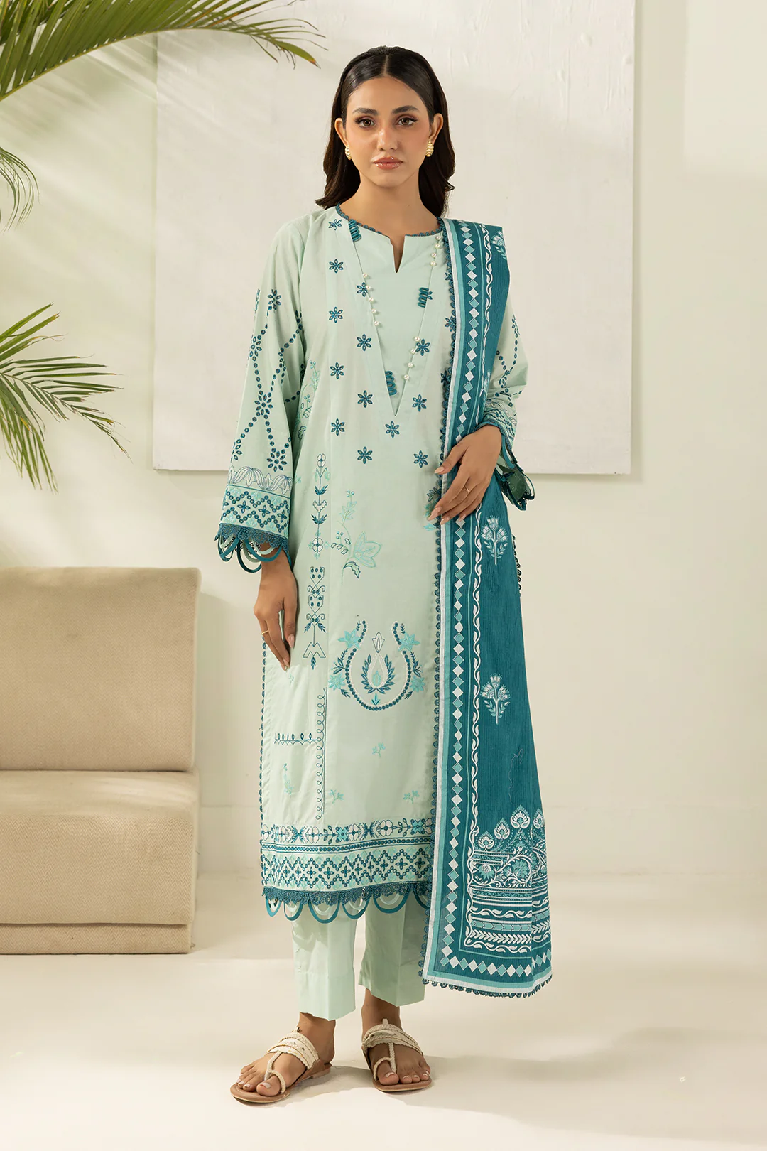 Embroidered Shirt Shalwar Dupatta - 0576 - Image 4
