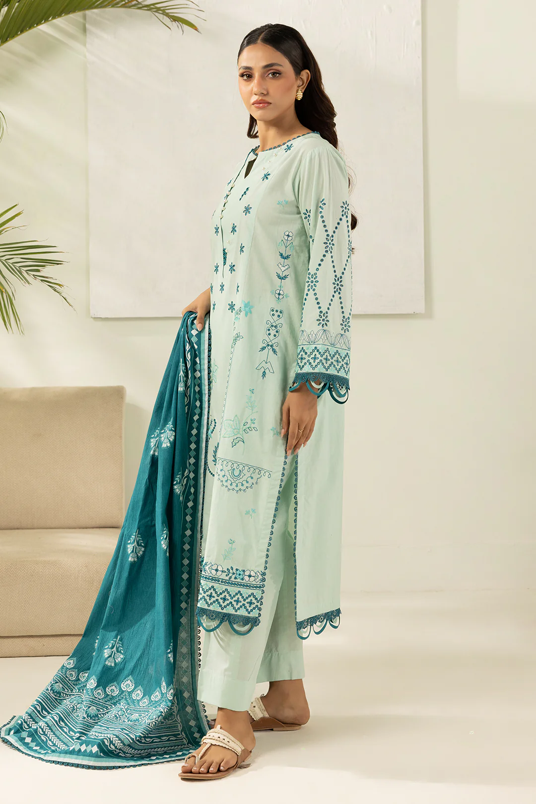 Embroidered Shirt Shalwar Dupatta - 0576 - Image 6