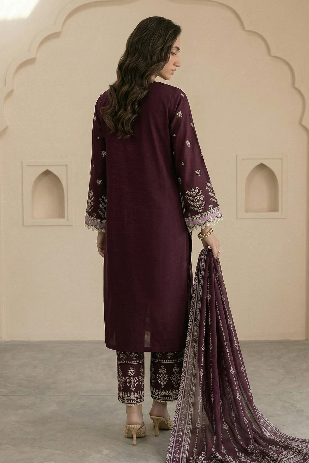 Embroidered Shirt Shalwar Dupatta - 0577 - Image 6