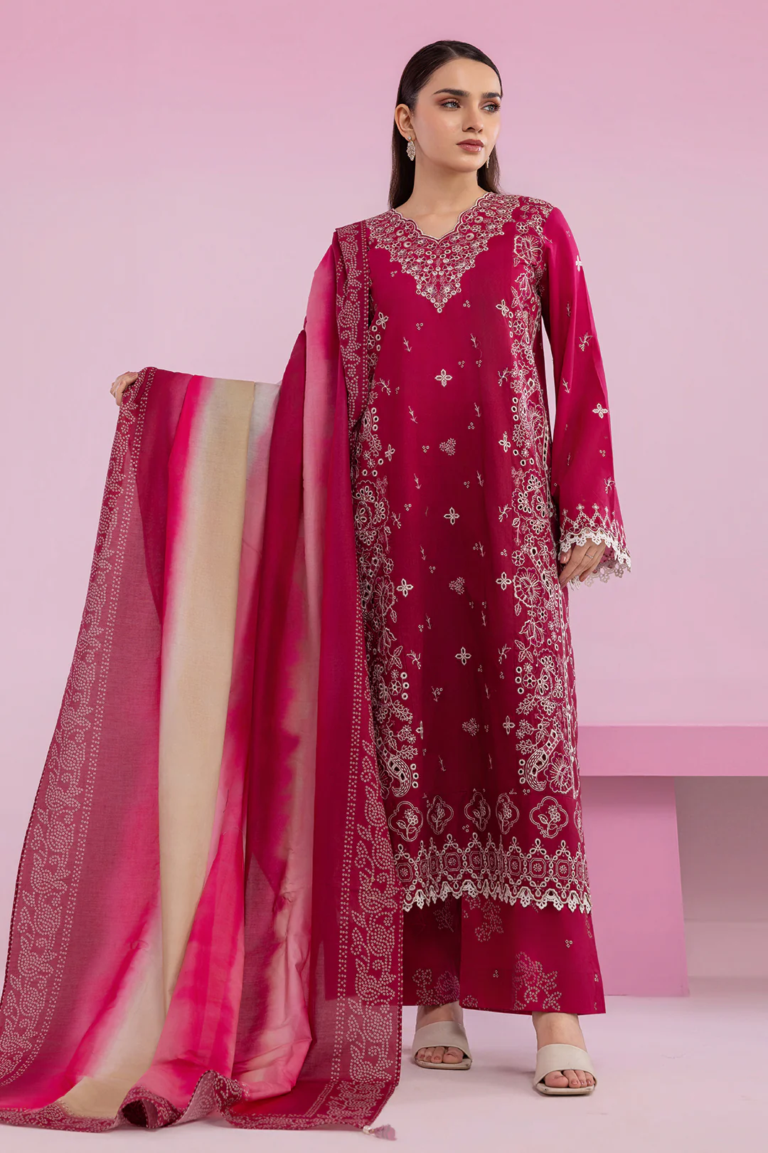 Embroidered Shirt Shalwar Dupatta - 0578 - Image 10