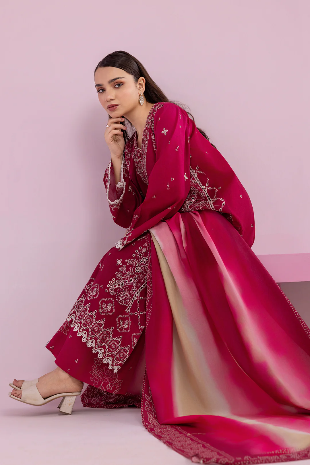 Embroidered Shirt Shalwar Dupatta - 0578 - Image 11
