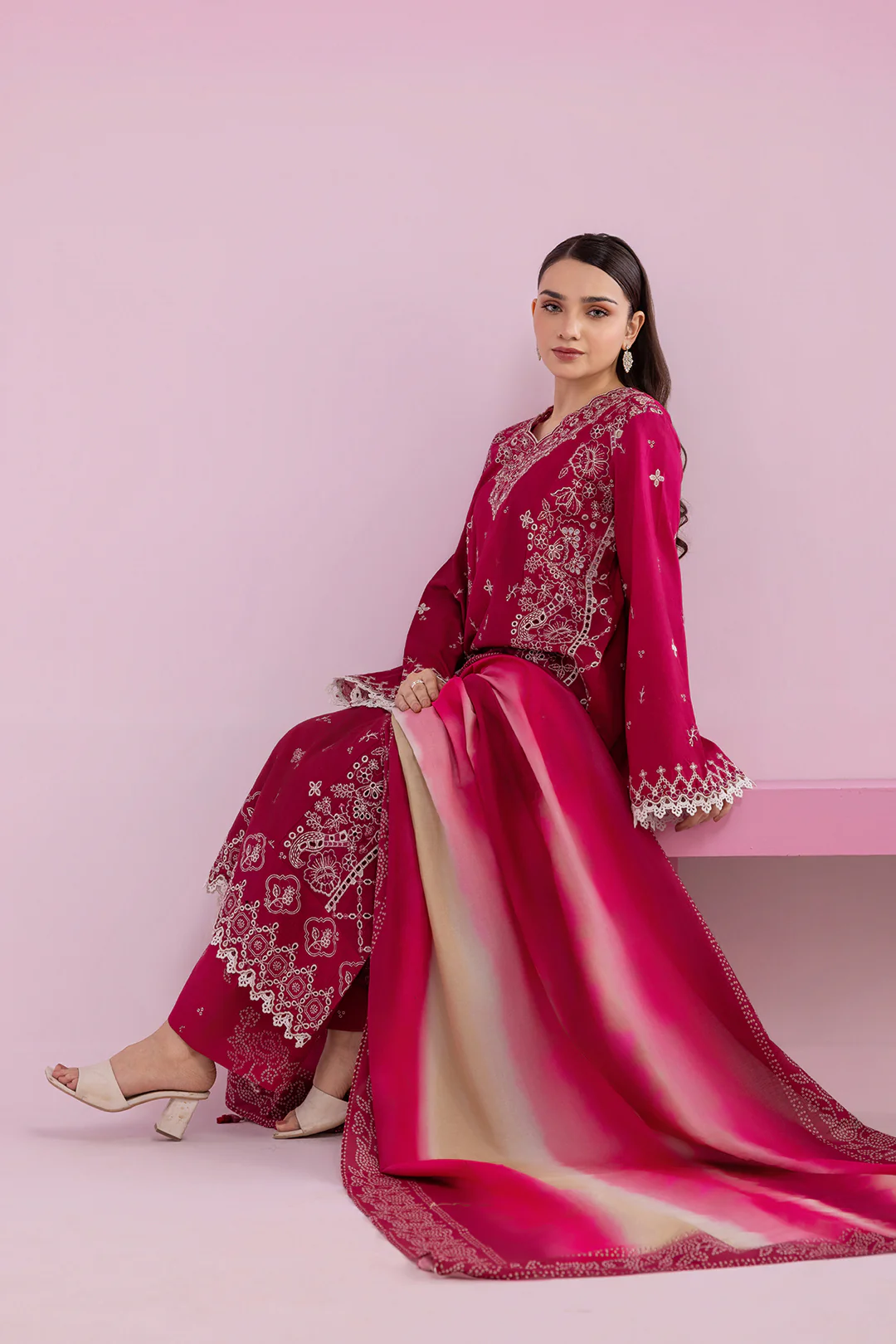 Embroidered Shirt Shalwar Dupatta - 0578 - Image 12