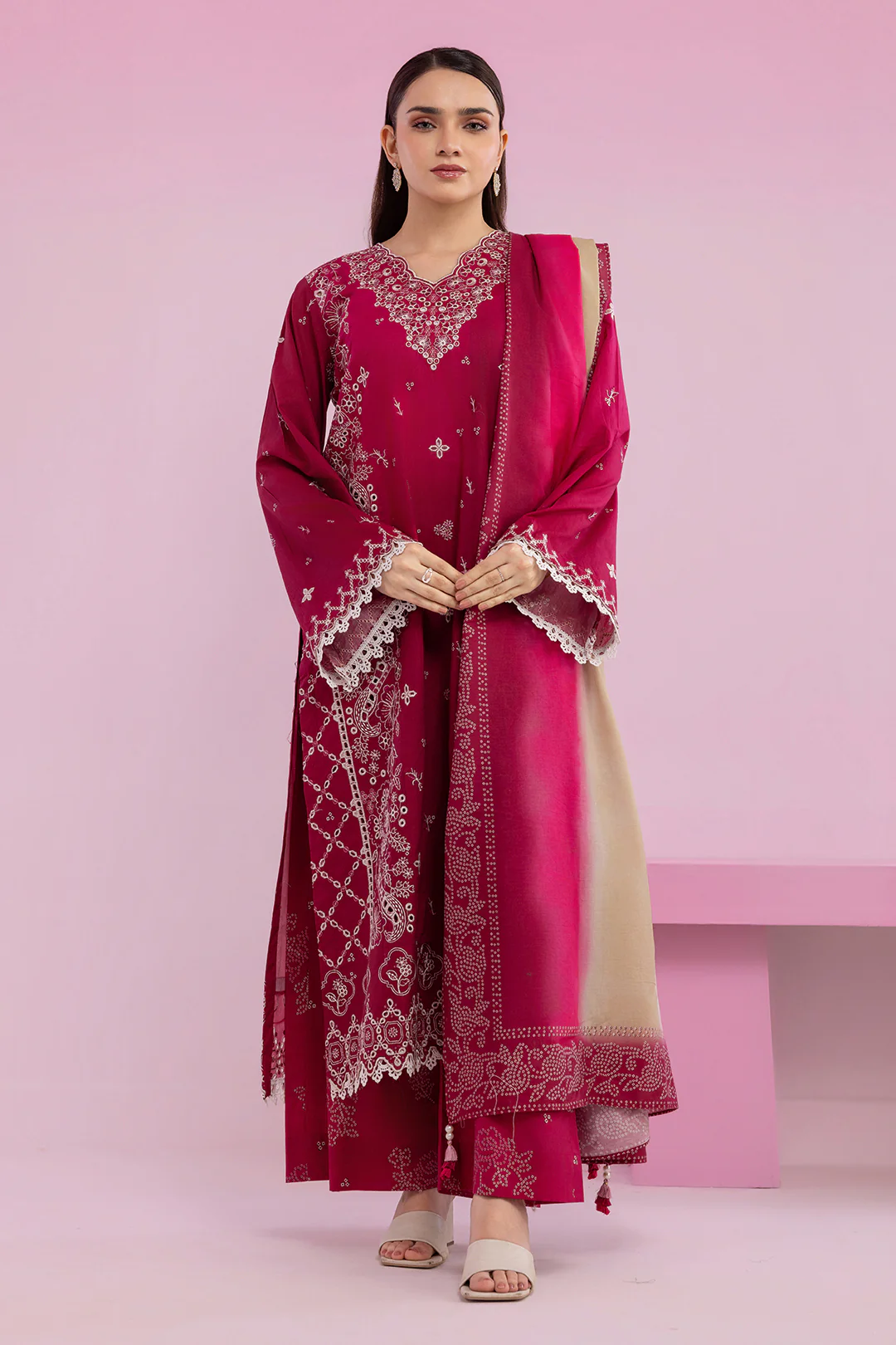 Embroidered Shirt Shalwar Dupatta - 0578 - Image 2