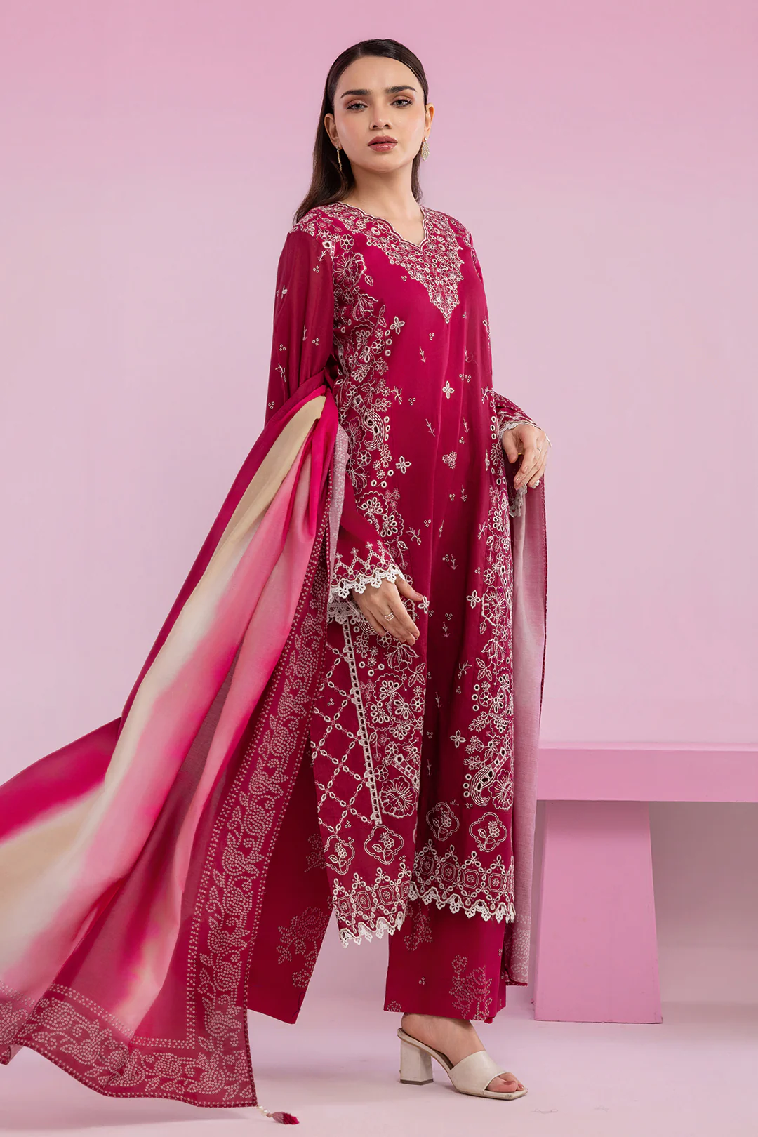 Embroidered Shirt Shalwar Dupatta - 0578 - Image 4