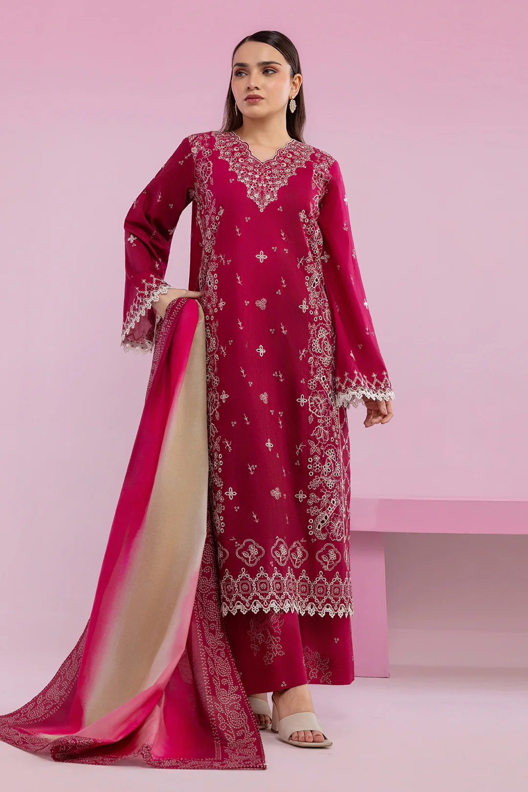 Embroidered Shirt Shalwar Dupatta - 0578 - Image 8