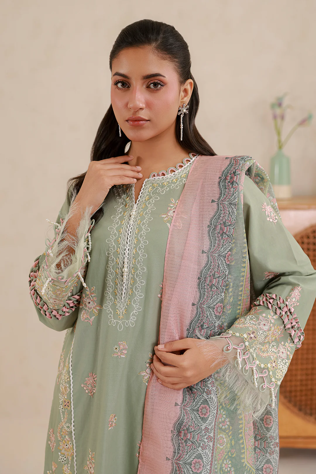 Embroidered Shirt Shalwar Dupatta - 0579 - Image 3