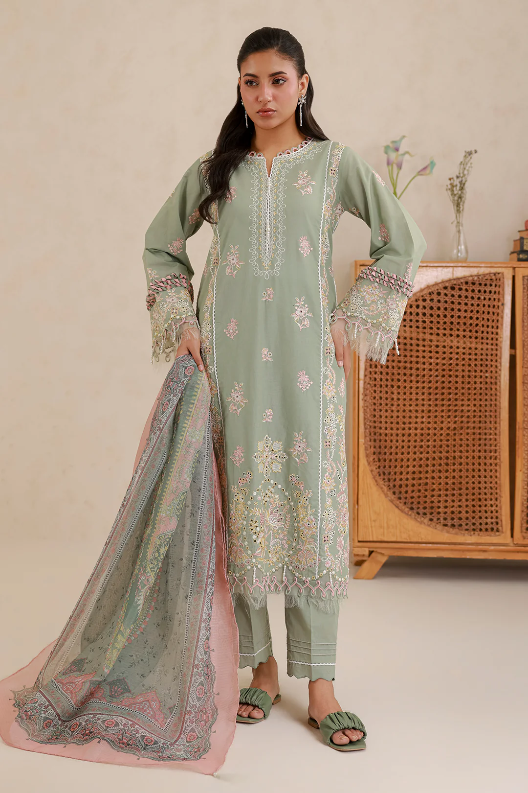Embroidered Shirt Shalwar Dupatta - 0579 - Image 4