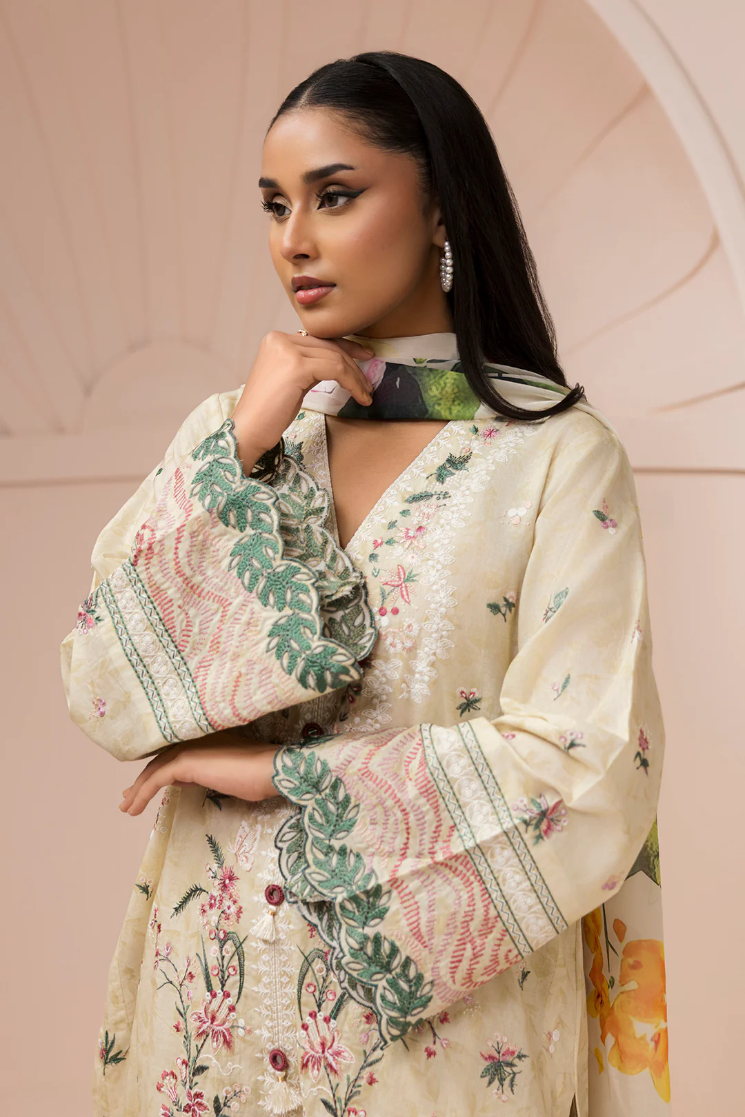 Embroidered Shirt Shalwar Dupatta - 0580 - Image 9
