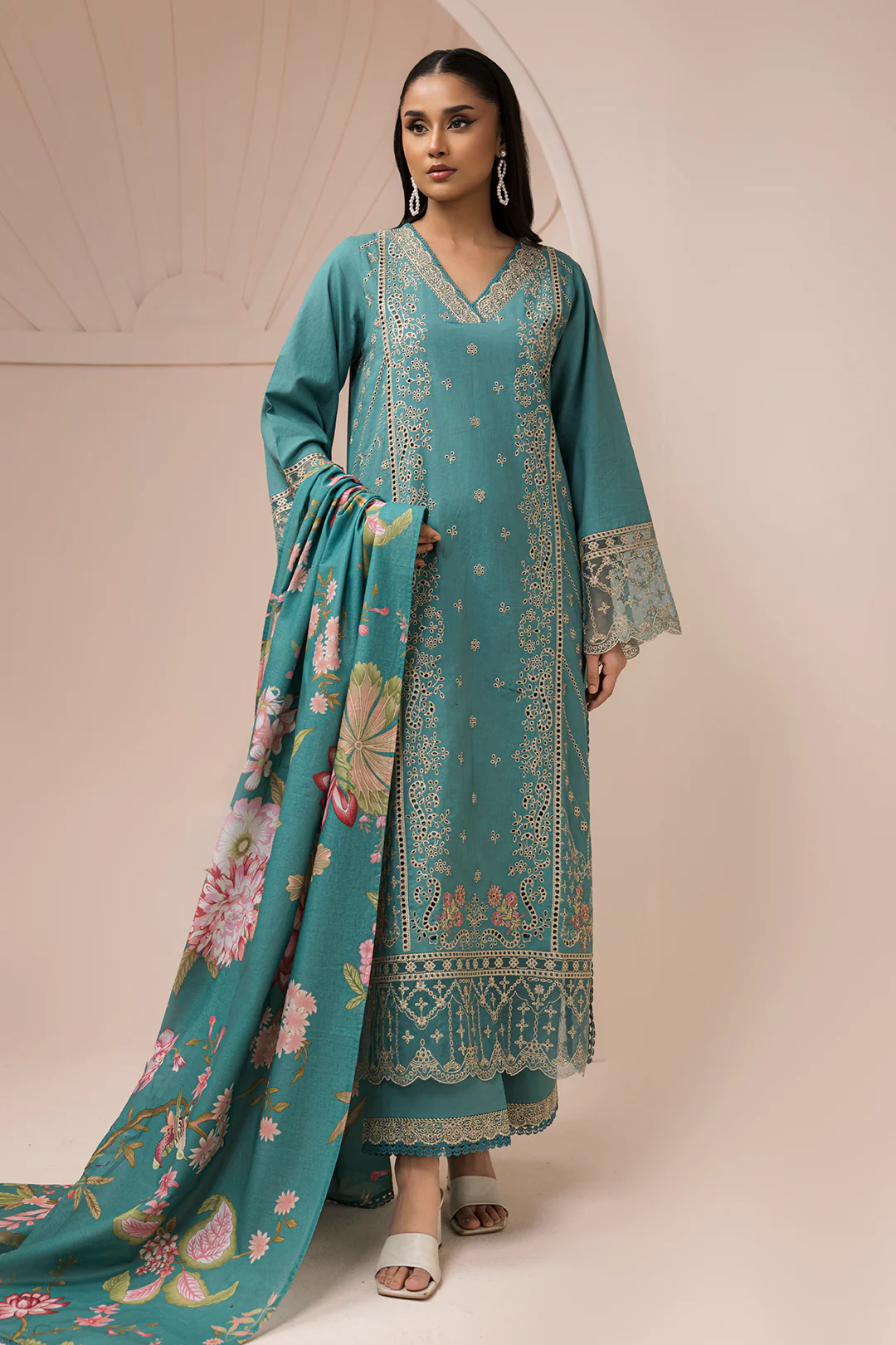Embroidered Shirt Shalwar Dupatta - 0582 - Image 2