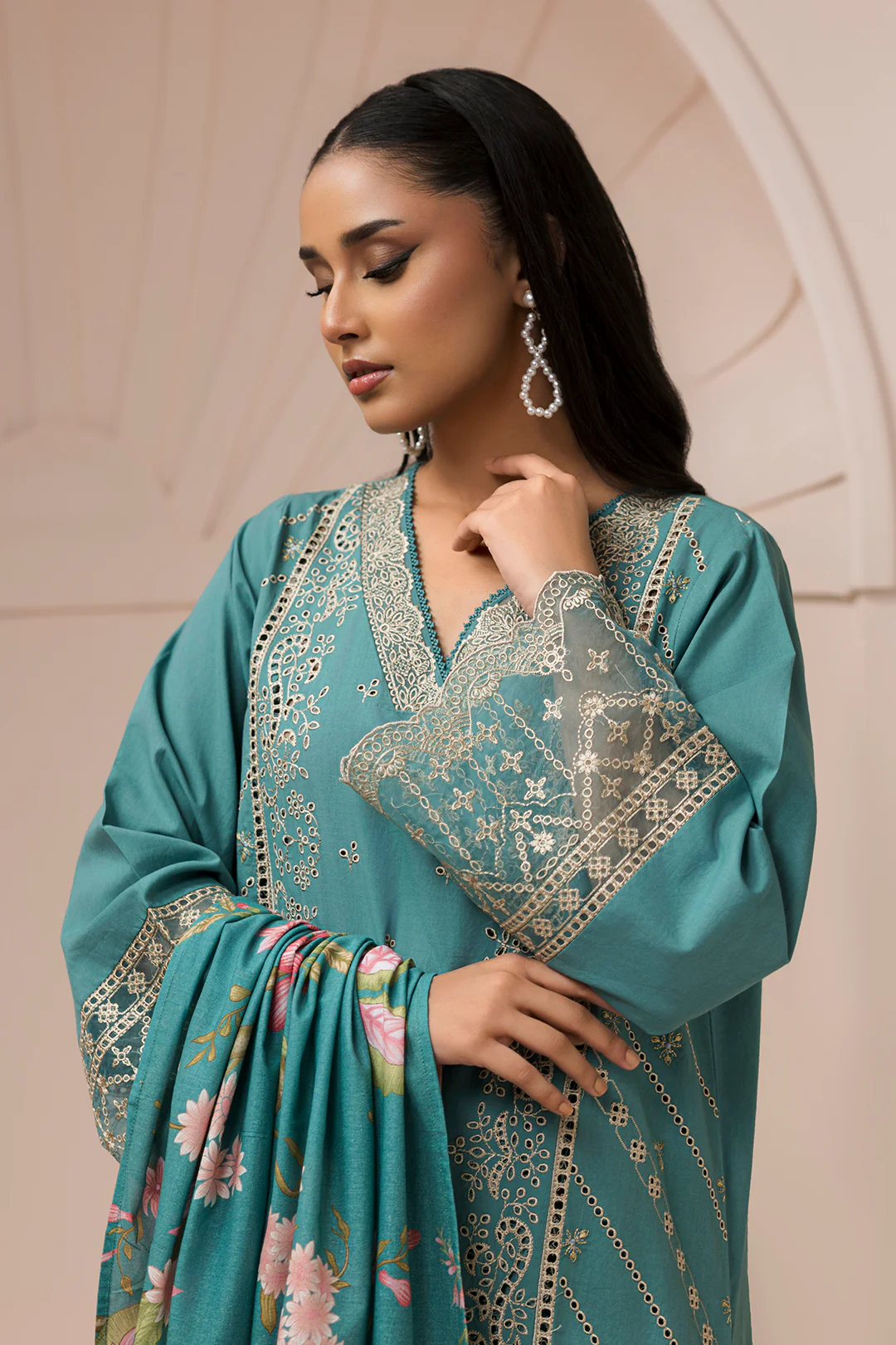 Embroidered Shirt Shalwar Dupatta - 0582 - Image 3