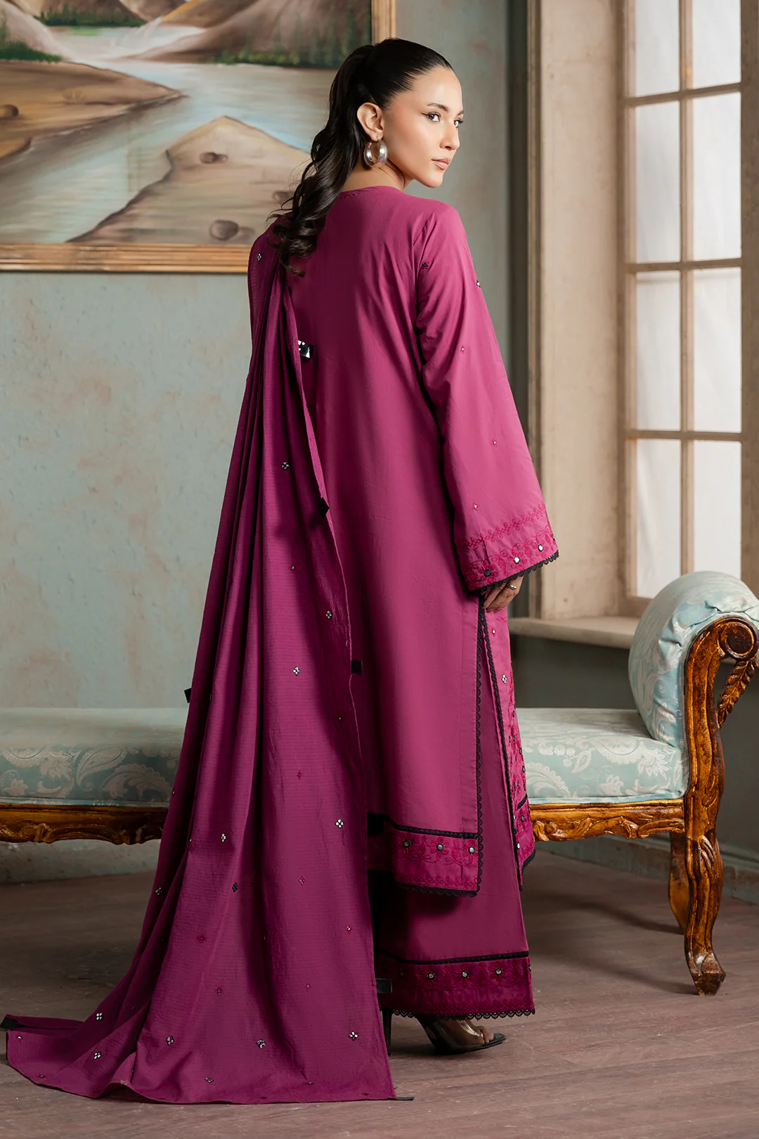 Embroidered Shirt Shalwar Dupatta - 0584 - Image 17
