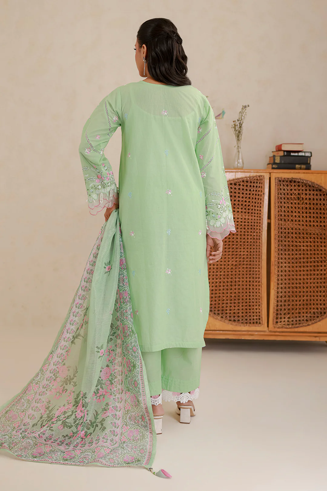 Embroidered Shirt Shalwar Dupatta - 0585 - Image 12