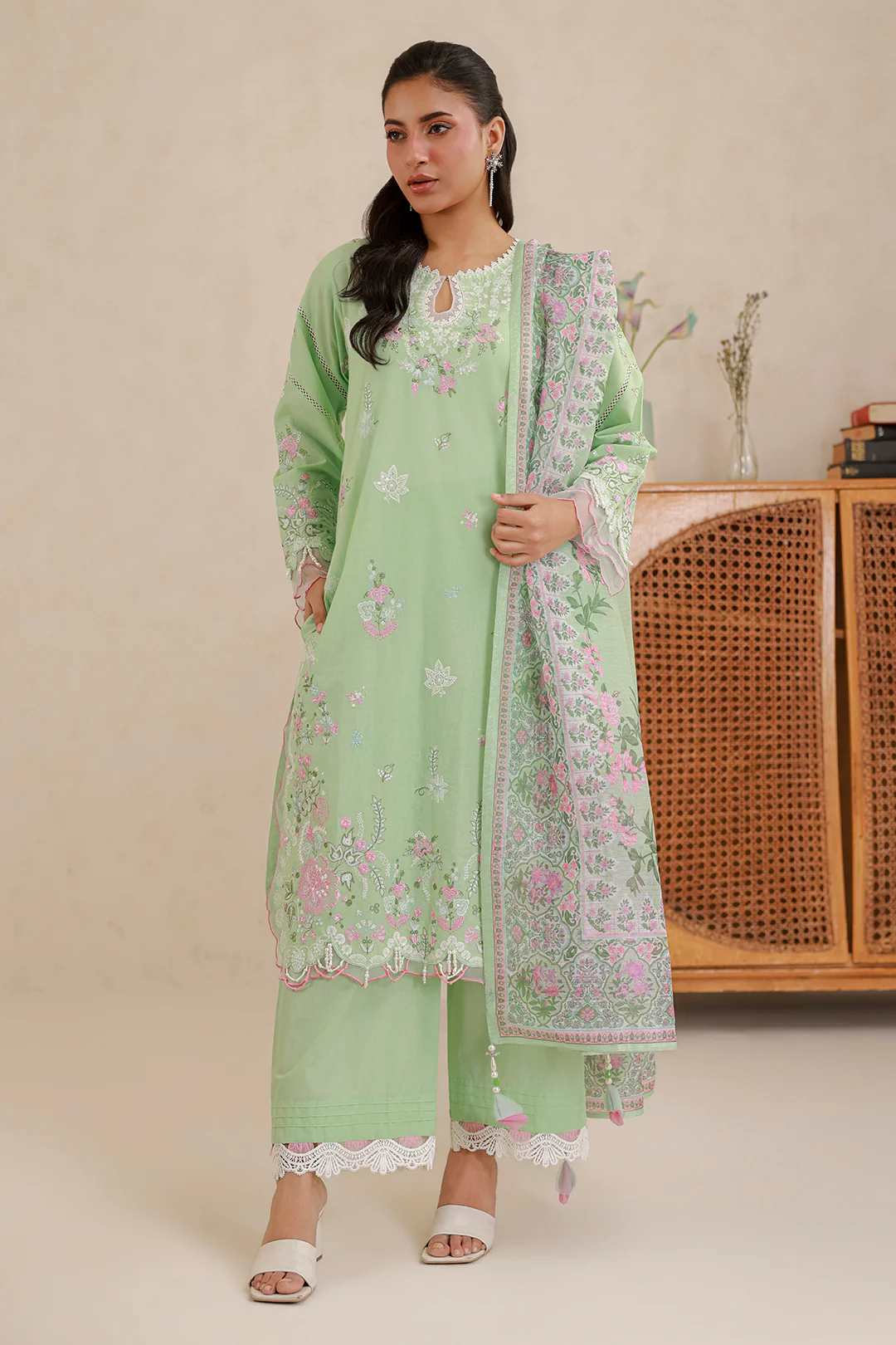 Embroidered Shirt Shalwar Dupatta - 0585 - Image 2