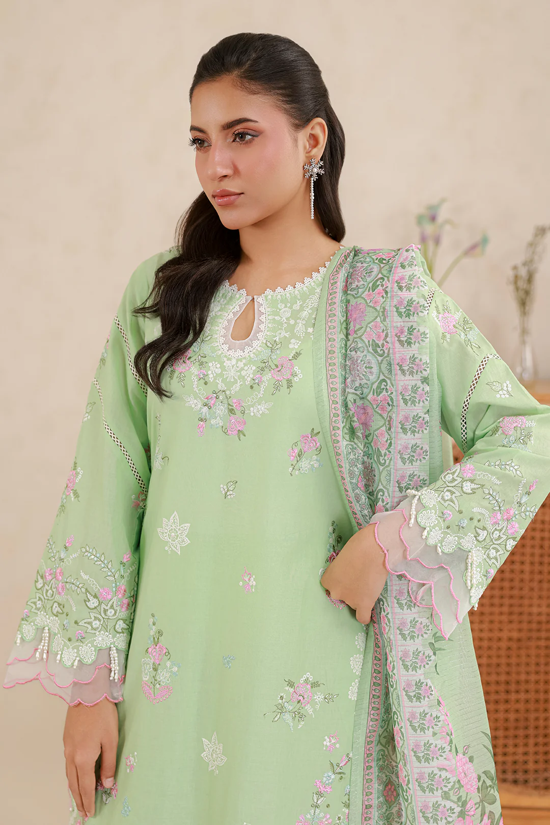 Embroidered Shirt Shalwar Dupatta - 0585 - Image 3