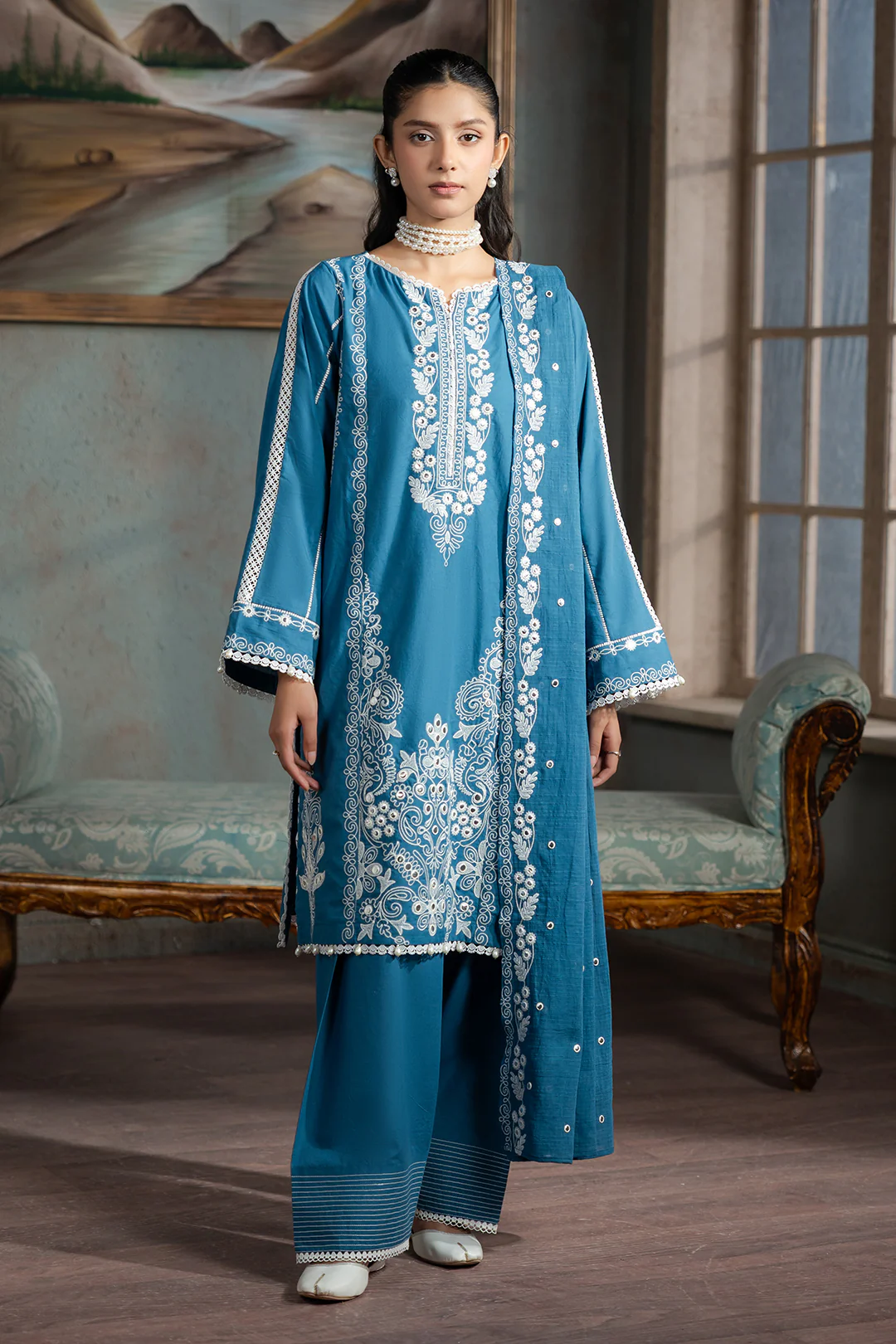 Embroidered Shirt Shalwar Dupatta - 0586 - Image 3