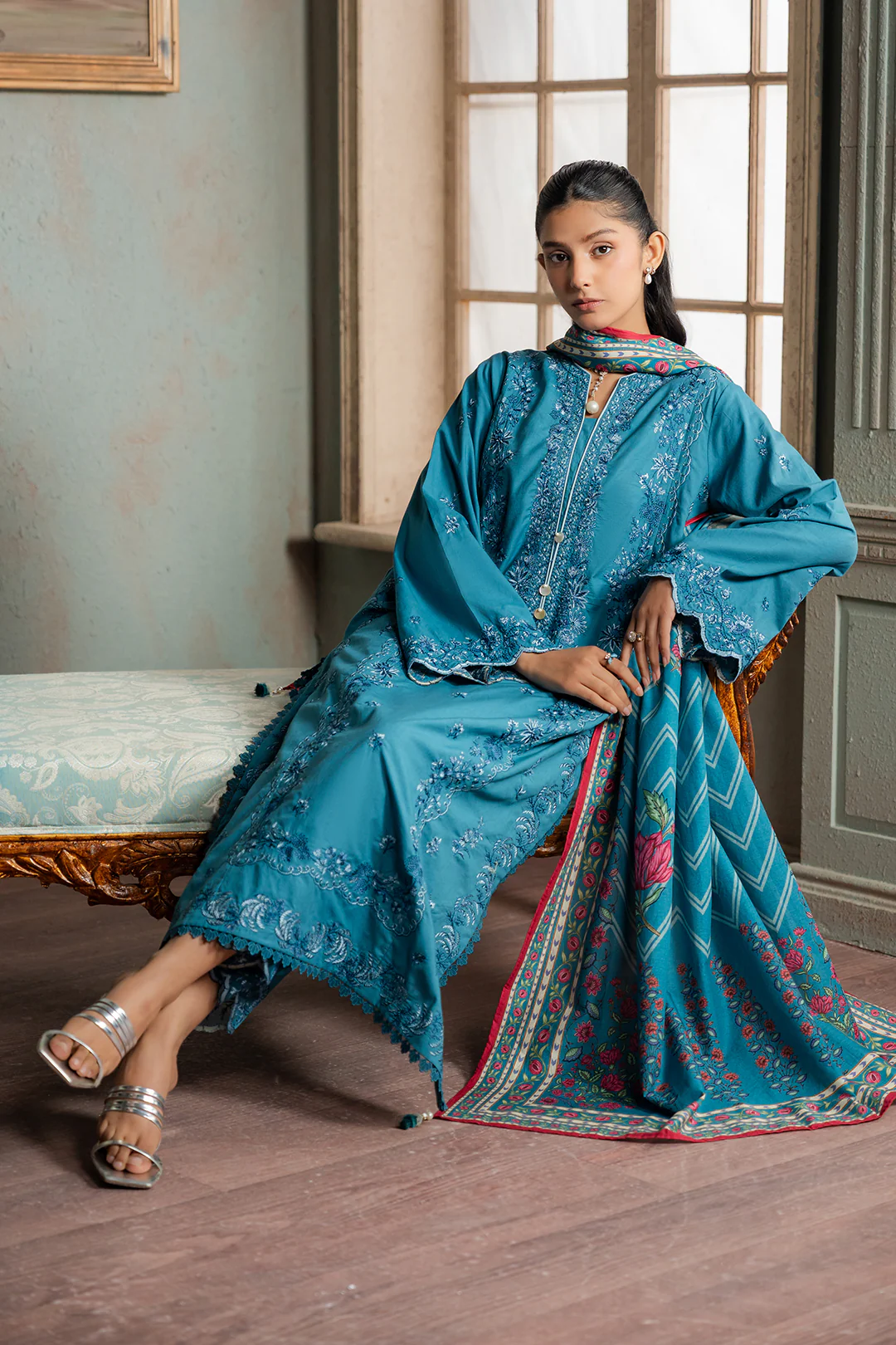 Embroidered Shirt Shalwar Dupatta - 0588 - Image 12