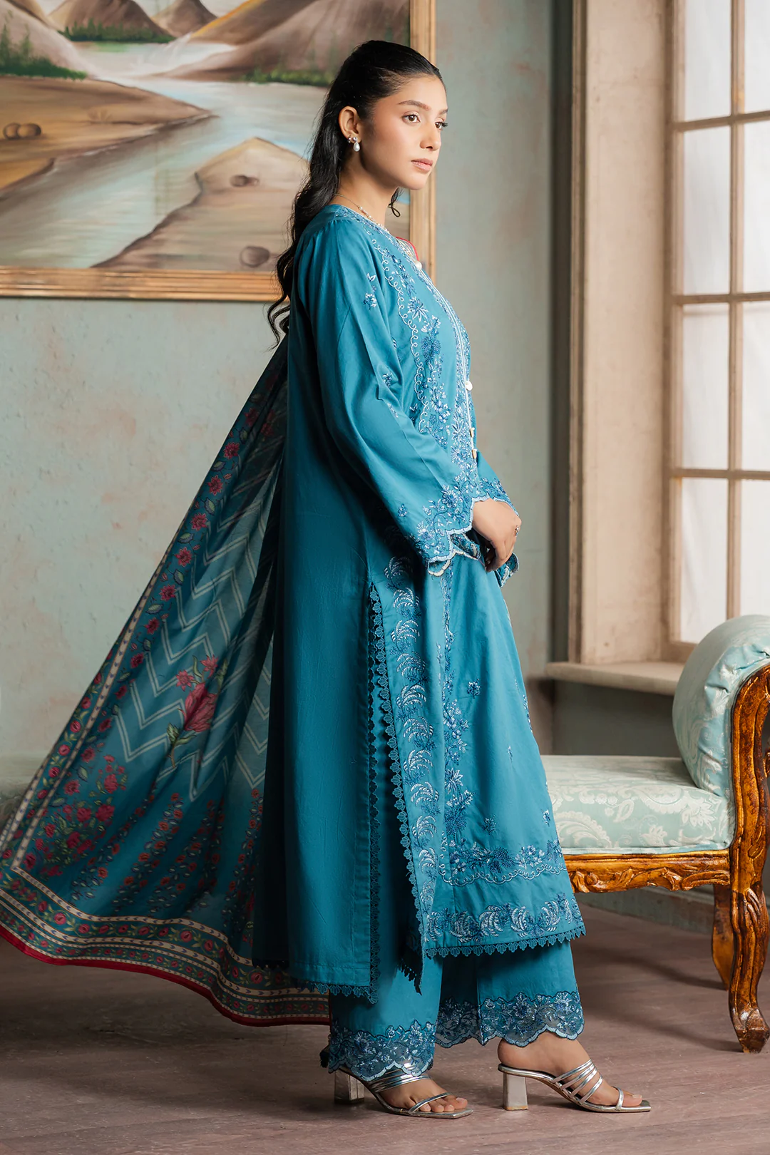 Embroidered Shirt Shalwar Dupatta - 0588 - Image 13