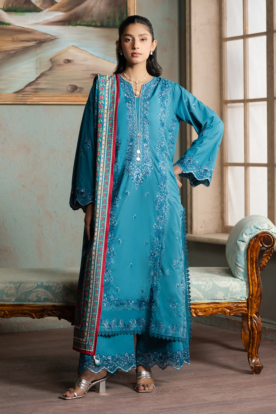 Embroidered Shirt Shalwar Dupatta - 0588 - Image 2